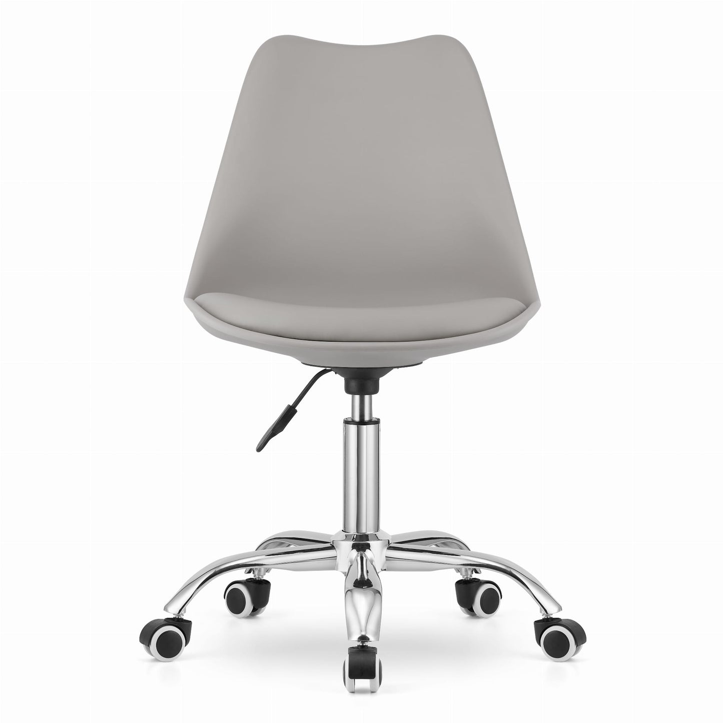 Chaise de bureau pivotante à roulettes, chaise de bureau réglable en hauteur en polypropylène et coussin en simili cuir, cadre chromé, 56,5 x 48,5 x 91,5 cm