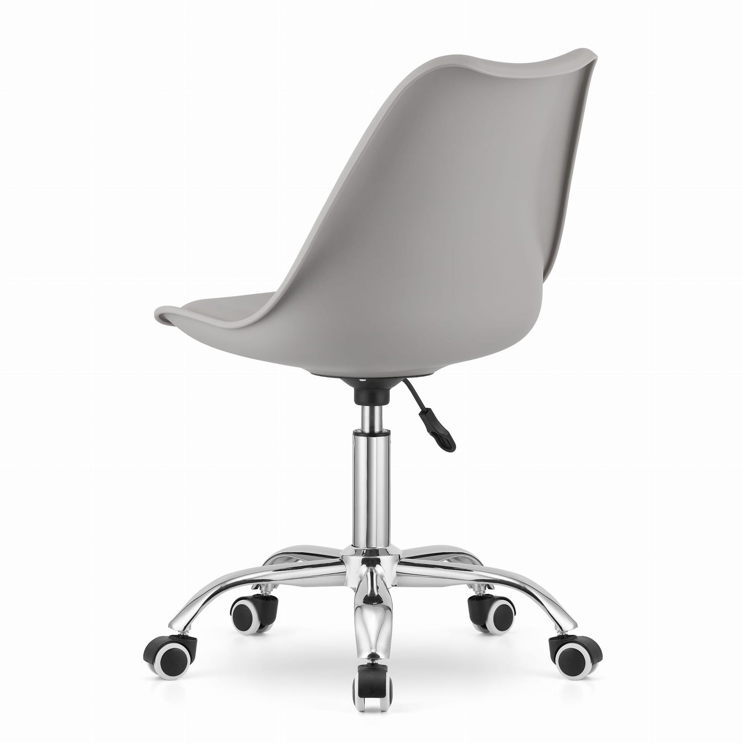 Chaise de bureau pivotante à roulettes, chaise de bureau réglable en hauteur en polypropylène et coussin en simili cuir, cadre chromé, 56,5 x 48,5 x 91,5 cm