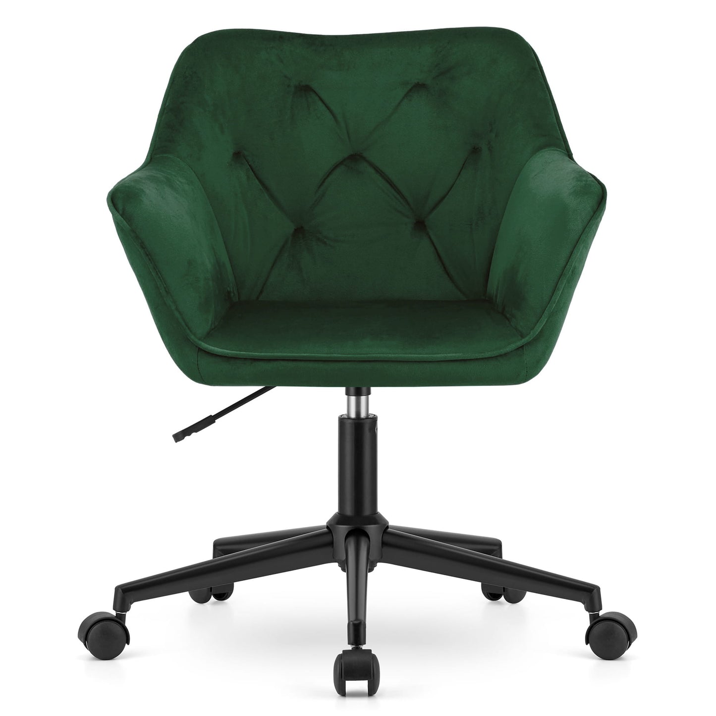 Drehstuhl mit voll drehbarem, gepolstertem Samtsitz, höhenverstellbar 79,5-88,5 cm, ergonomisches Design für Heimstudio oder Kinderzimmer, bequemes Sitzen, 5-armiges Metallgestell auf Rollen