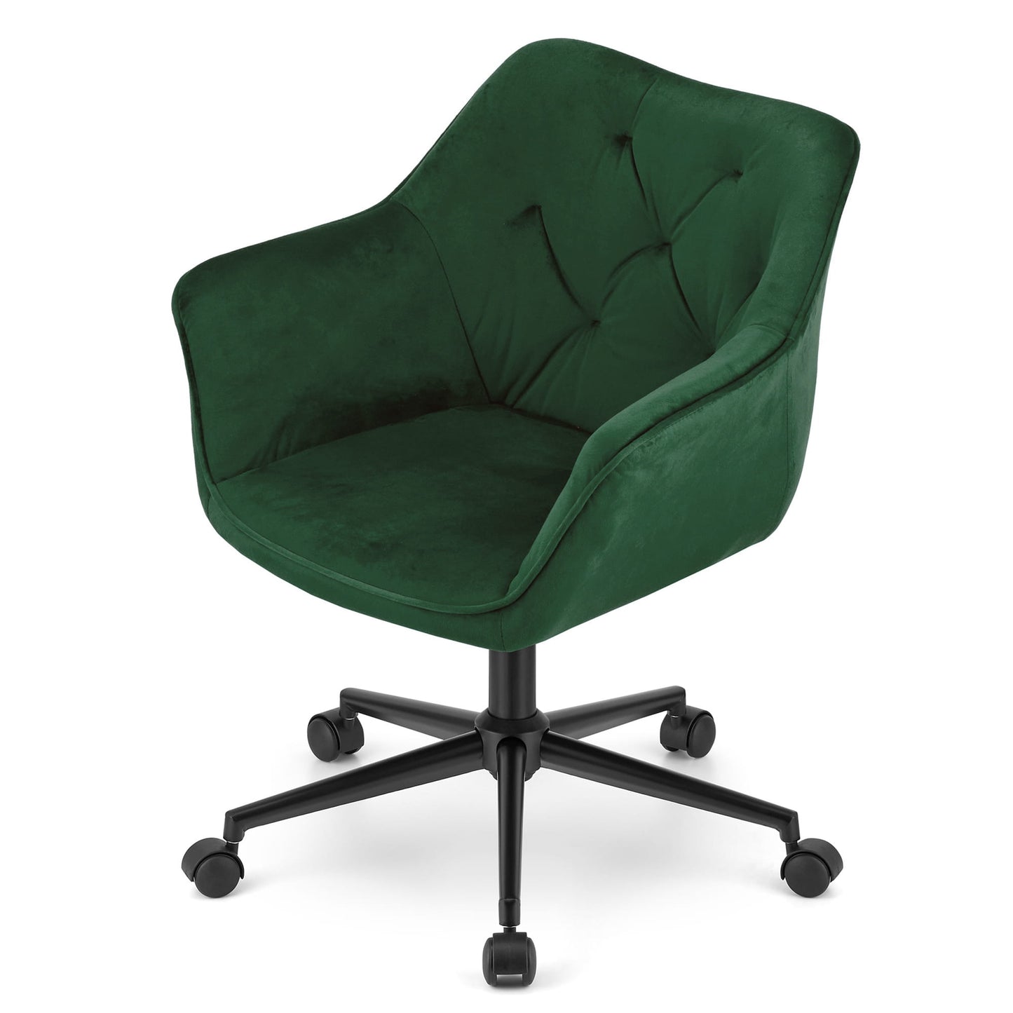 Drehstuhl mit voll drehbarem, gepolstertem Samtsitz, höhenverstellbar 79,5-88,5 cm, ergonomisches Design für Heimstudio oder Kinderzimmer, bequemes Sitzen, 5-armiges Metallgestell auf Rollen