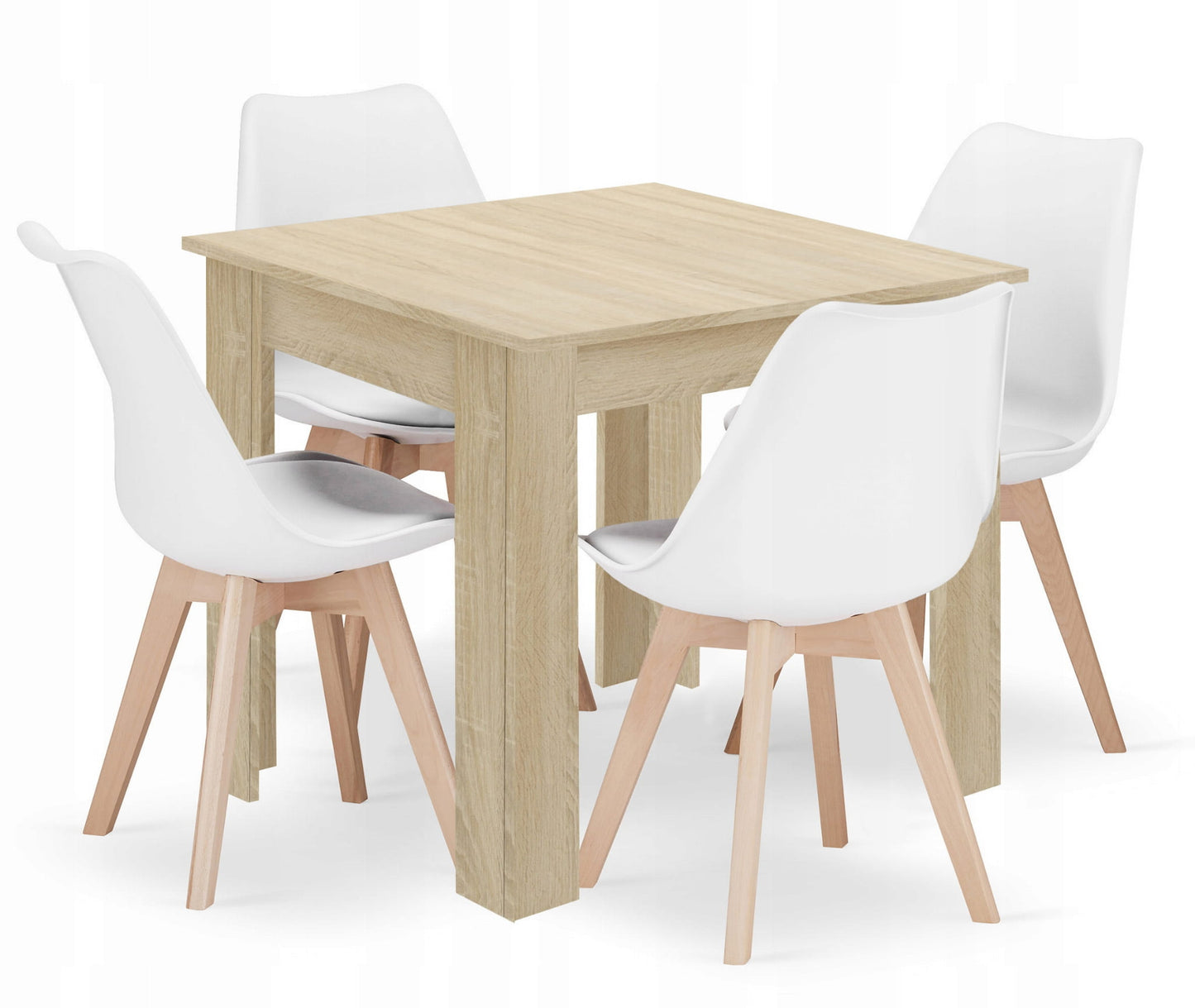 Ensemble de salle à manger avec table à manger et 4 chaises, table carrée 80x80 & 120x80 cm et 4 chaises ergonomiques, idéal pour salon, cuisine et salle à manger Design moderne