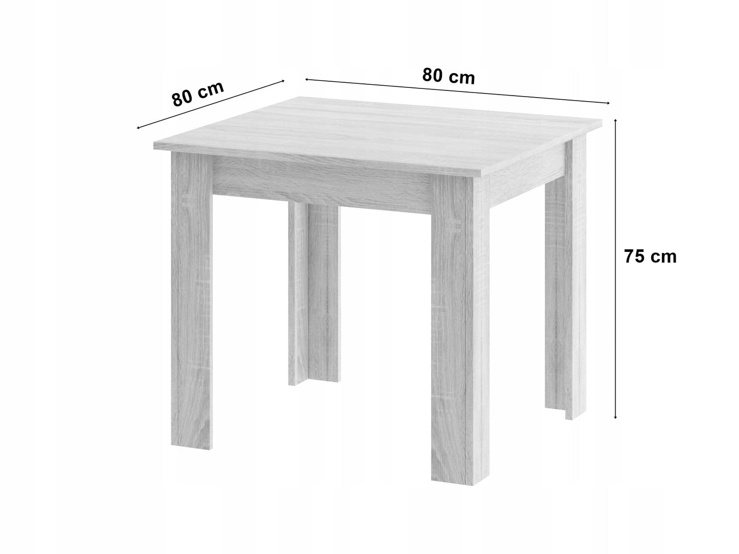 Ensemble de salle à manger avec table à manger et 4 chaises, table carrée 80x80 & 120x80 cm et 4 chaises ergonomiques, idéal pour salon, cuisine et salle à manger Design moderne