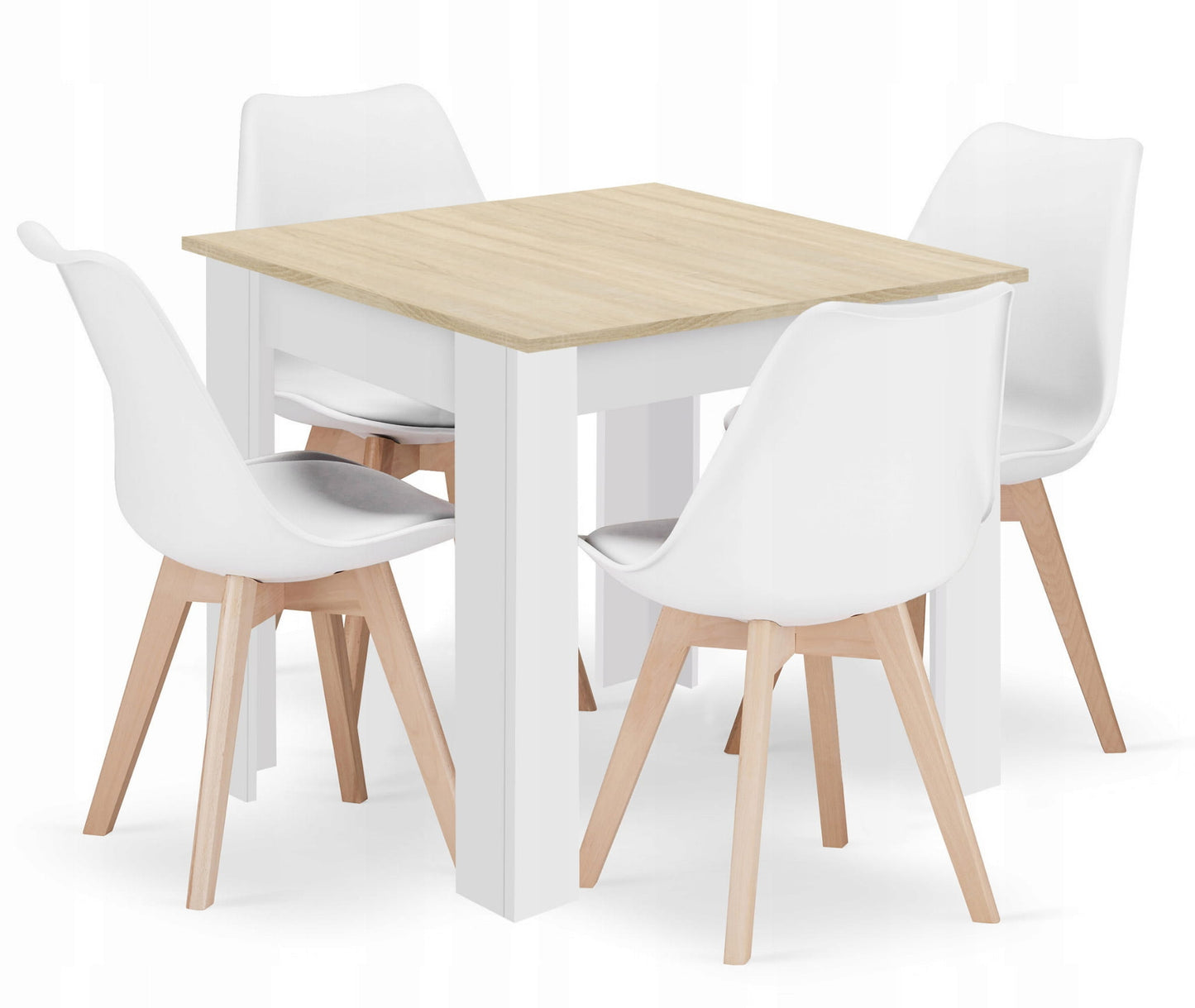 Ensemble de salle à manger avec table à manger et 4 chaises, table carrée 80x80 & 120x80 cm et 4 chaises ergonomiques, idéal pour salon, cuisine et salle à manger Design moderne