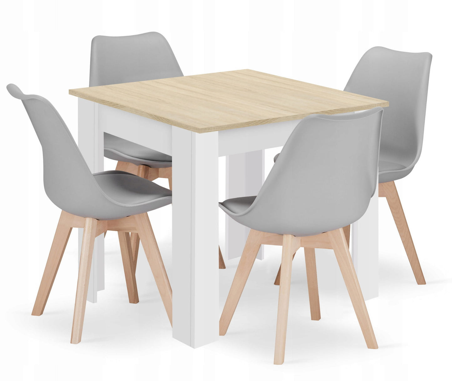 Ensemble de salle à manger avec table à manger et 4 chaises, table carrée 80x80 & 120x80 cm et 4 chaises ergonomiques, idéal pour salon, cuisine et salle à manger Design moderne