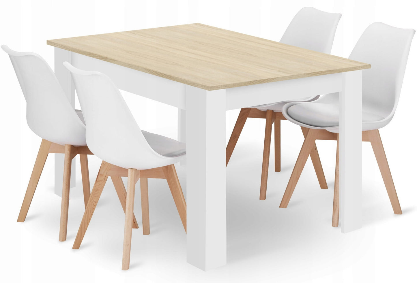 Ensemble de salle à manger avec table à manger et 4 chaises, table carrée 80x80 & 120x80 cm et 4 chaises ergonomiques, idéal pour salon, cuisine et salle à manger Design moderne