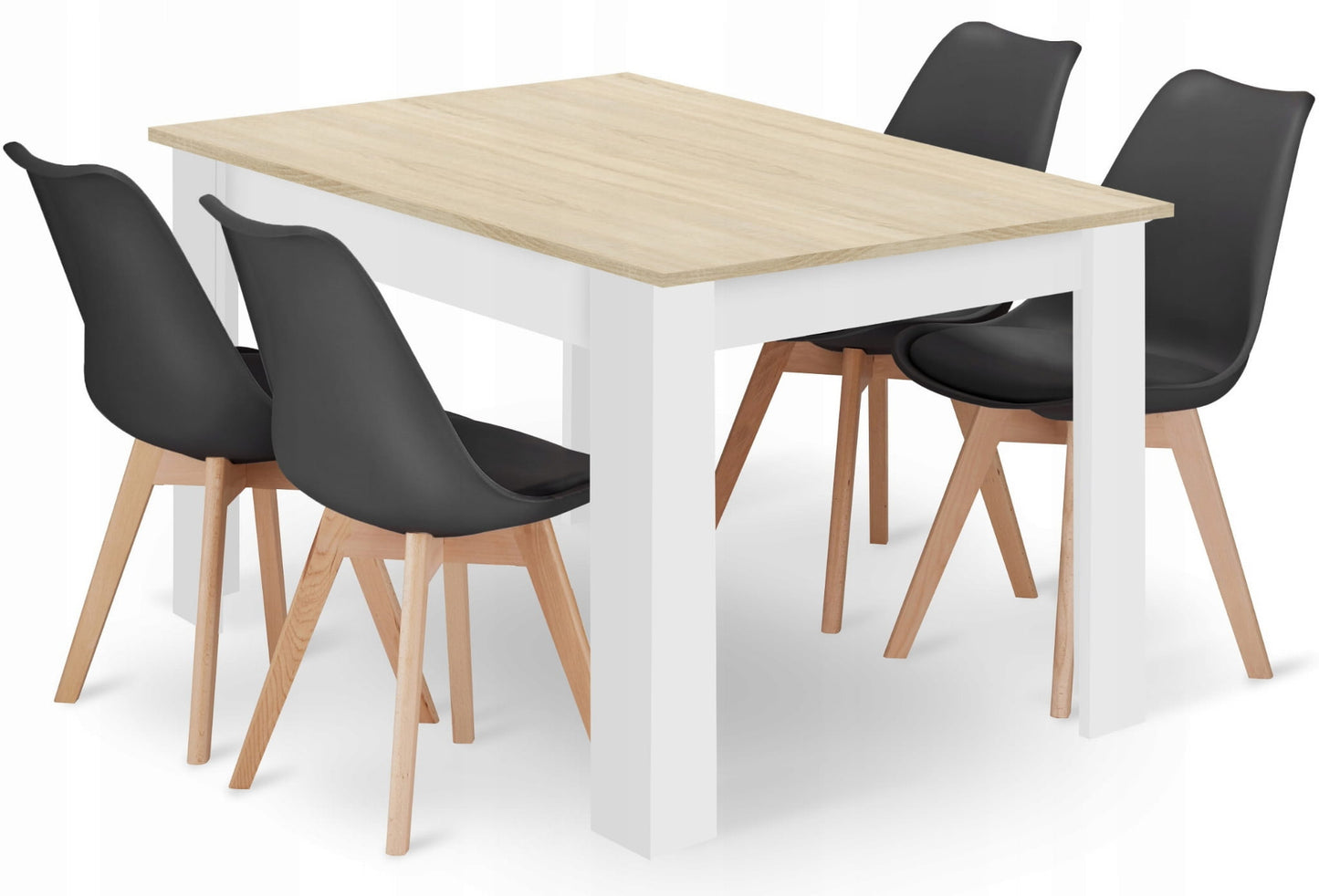 Ensemble de salle à manger avec table à manger et 4 chaises, table carrée 80x80 & 120x80 cm et 4 chaises ergonomiques, idéal pour salon, cuisine et salle à manger Design moderne