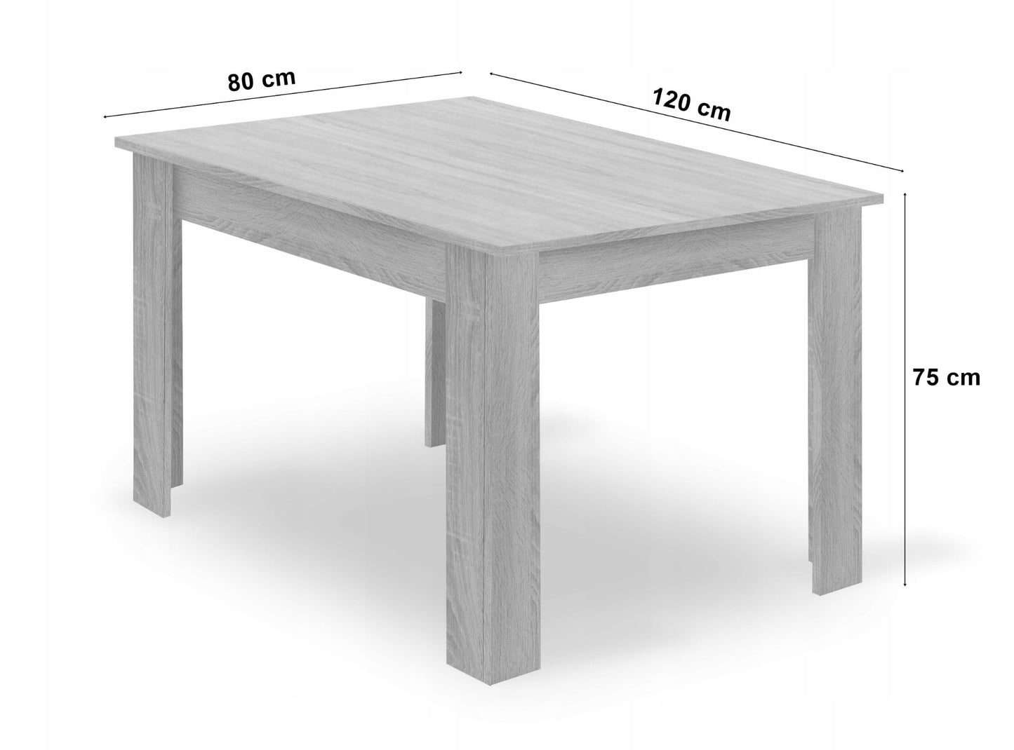 Ensemble de salle à manger avec table à manger et 4 chaises, table carrée 80x80 & 120x80 cm et 4 chaises ergonomiques, idéal pour salon, cuisine et salle à manger Design moderne