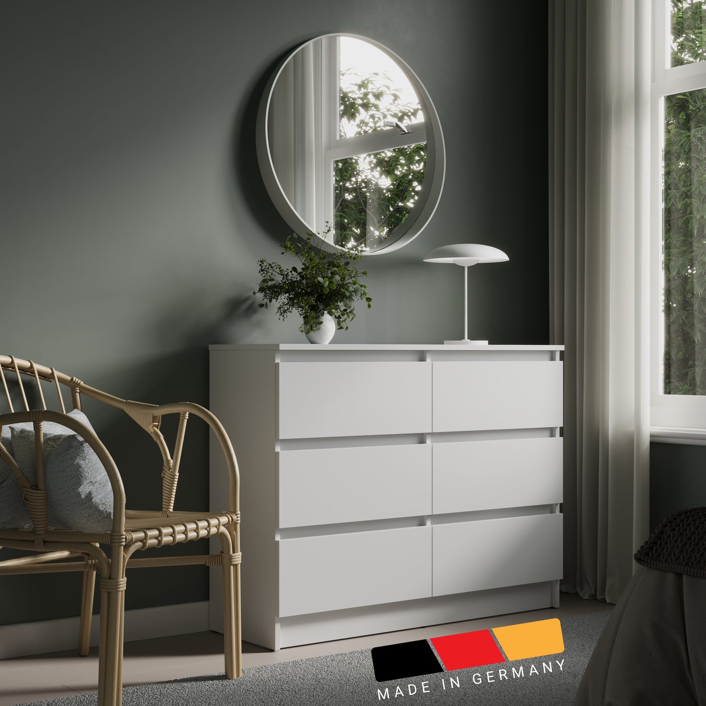 Kommode mit 6 Schubladen 100 | 120 | 140 cm breit 78 Höhe Kommode Holz Schrank Kommode mit Schubladen Sideboard Highboard Anrichte Schlafzimmer Wohnzimmer Flur Büro Organizer