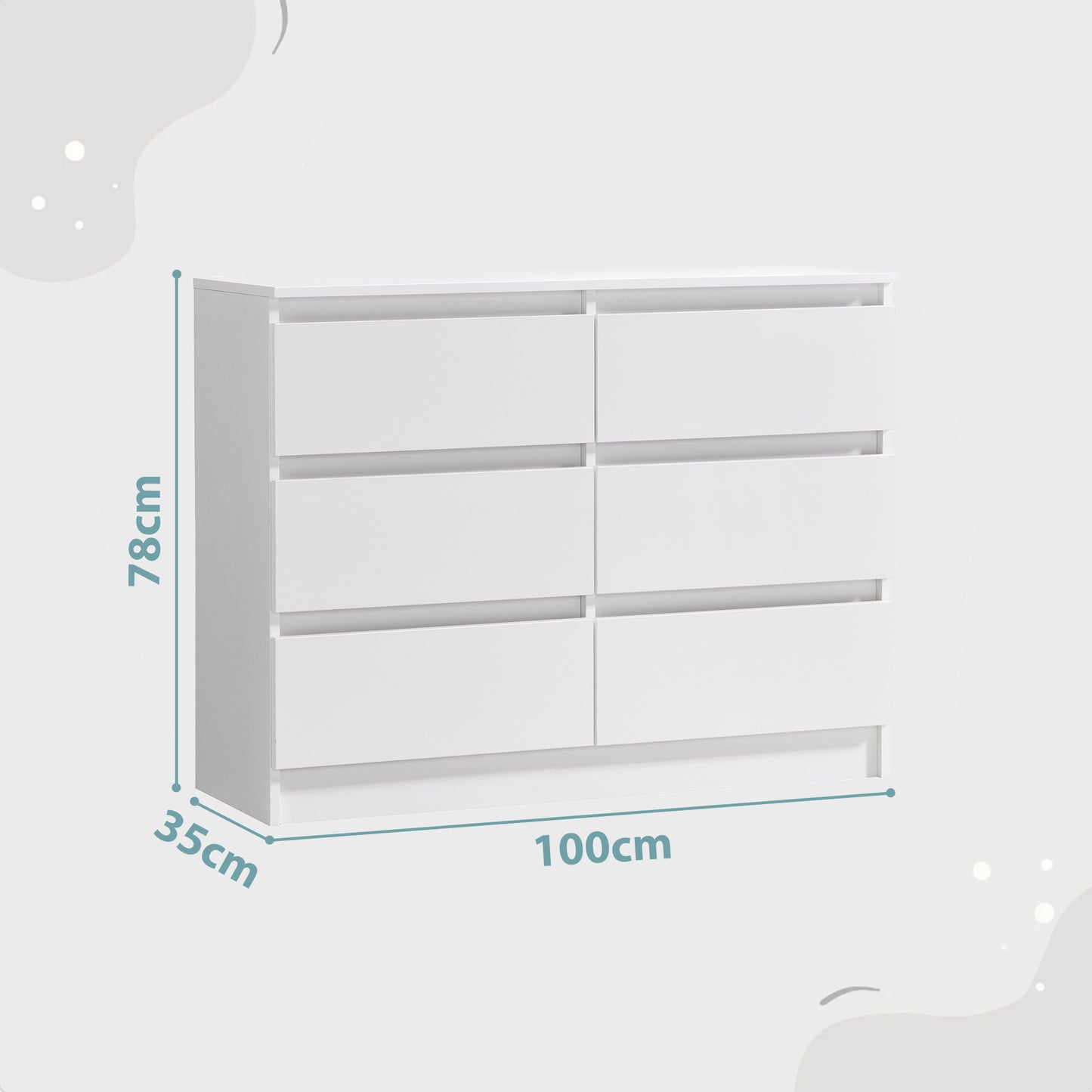 Kommode mit 6 Schubladen 100 | 120 | 140 cm breit 78 Höhe Kommode Holz Schrank Kommode mit Schubladen Sideboard Highboard Anrichte Schlafzimmer Wohnzimmer Flur Büro Organizer