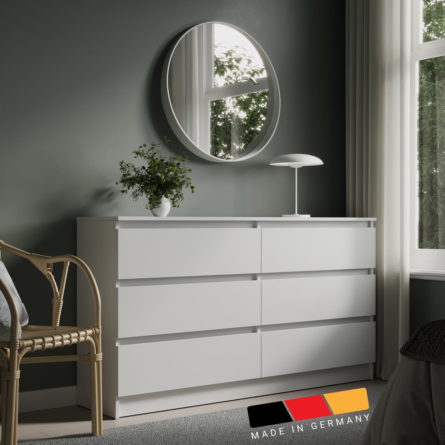 Kommode mit 6 Schubladen 100 | 120 | 140 cm breit 78 Höhe Kommode Holz Schrank Kommode mit Schubladen Sideboard Highboard Anrichte Schlafzimmer Wohnzimmer Flur Büro Organizer