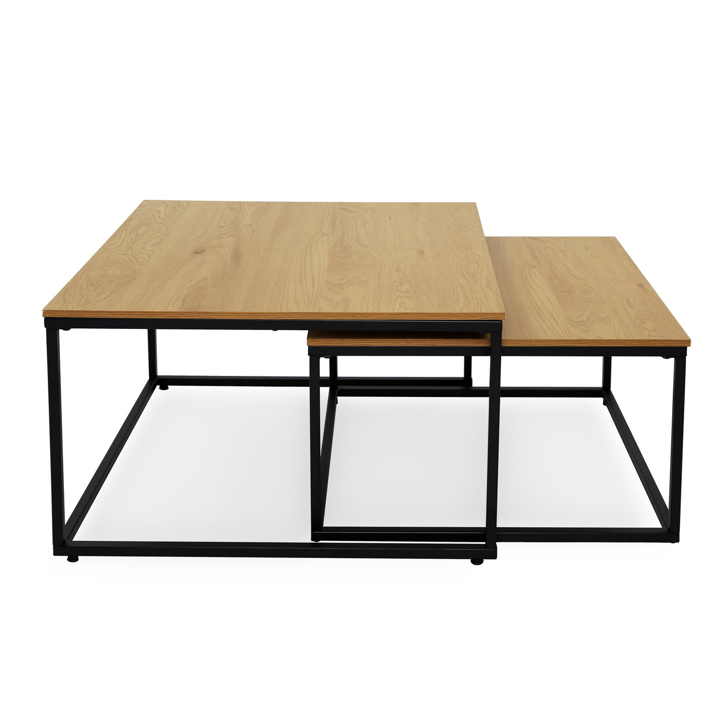 Couchtisch Groß 2er Set aus Holz, Wohnzimmertisch Modern, Beistelltisch Set 2 in 1 mit Metallgestell für Wohnzimmer Büro Beistelltisch Loft Design TWIN, kratzfeste Oberfläche