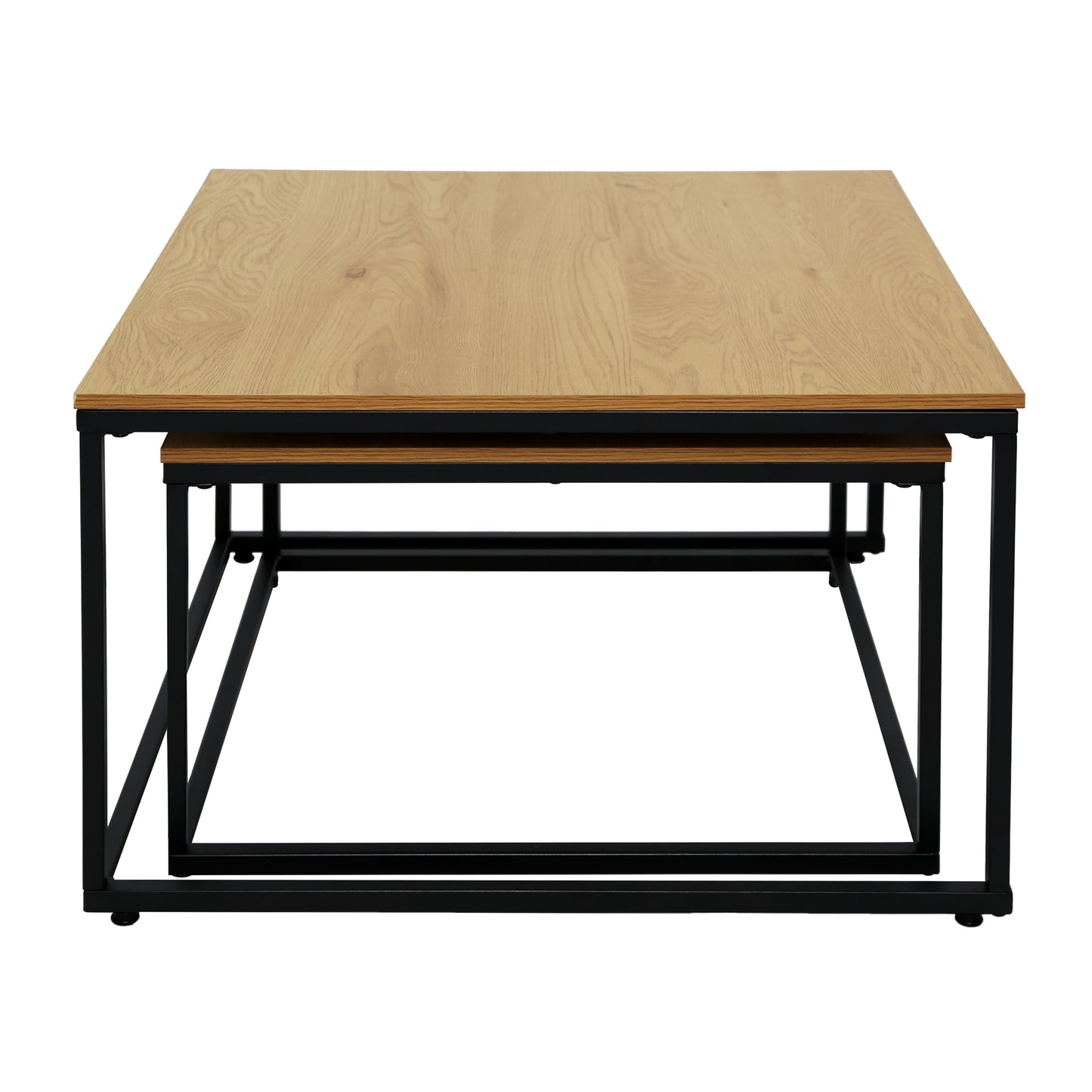 Couchtisch Groß 2er Set aus Holz, Wohnzimmertisch Modern, Beistelltisch Set 2 in 1 mit Metallgestell für Wohnzimmer Büro Beistelltisch Loft Design TWIN, kratzfeste Oberfläche