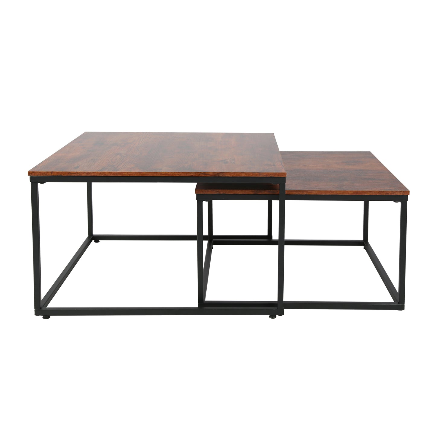 Couchtisch Groß 2er Set aus Holz, Wohnzimmertisch Modern, Beistelltisch Set 2 in 1 mit Metallgestell für Wohnzimmer Büro Beistelltisch Loft Design TWIN, kratzfeste Oberfläche
