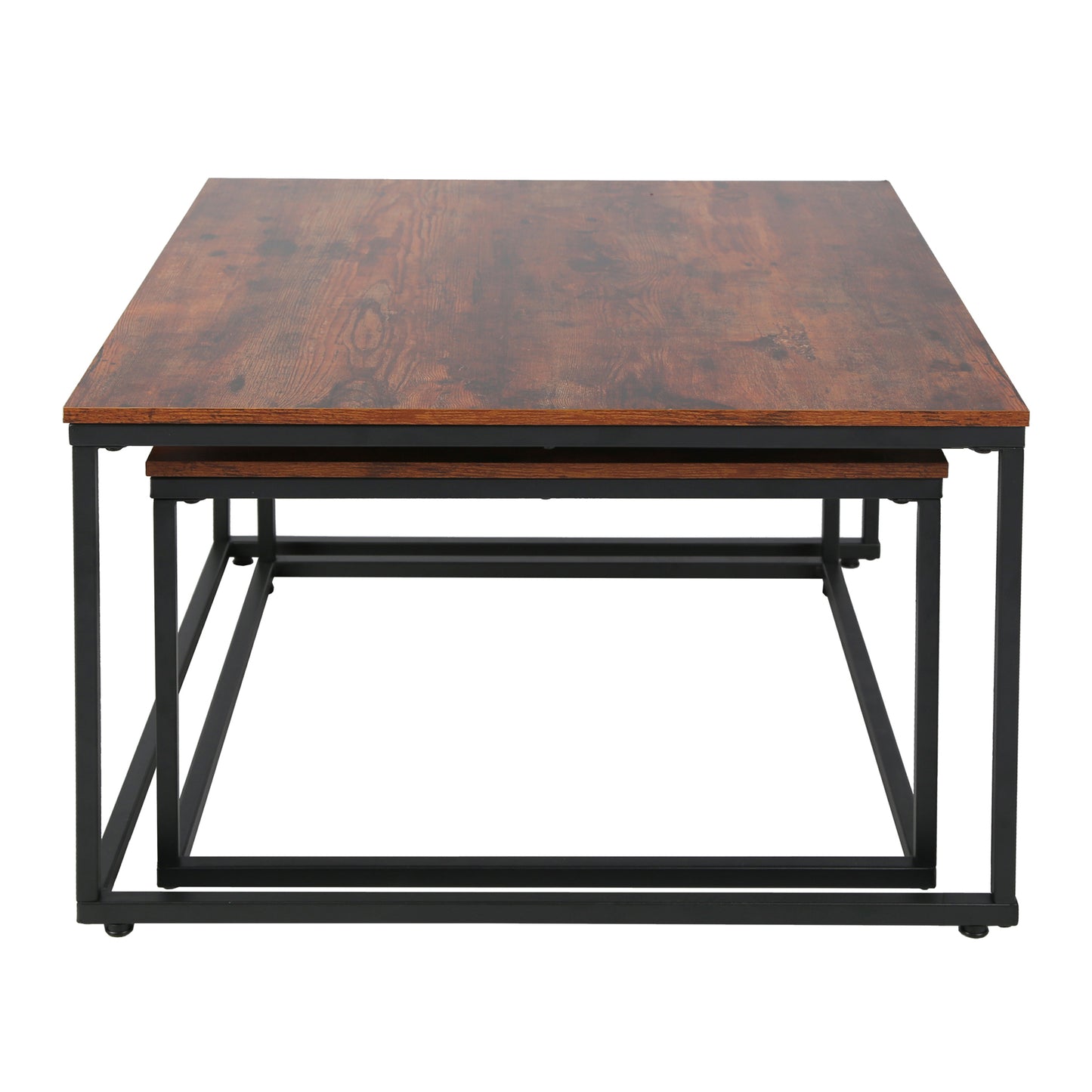 Couchtisch Groß 2er Set aus Holz, Wohnzimmertisch Modern, Beistelltisch Set 2 in 1 mit Metallgestell für Wohnzimmer Büro Beistelltisch Loft Design TWIN, kratzfeste Oberfläche