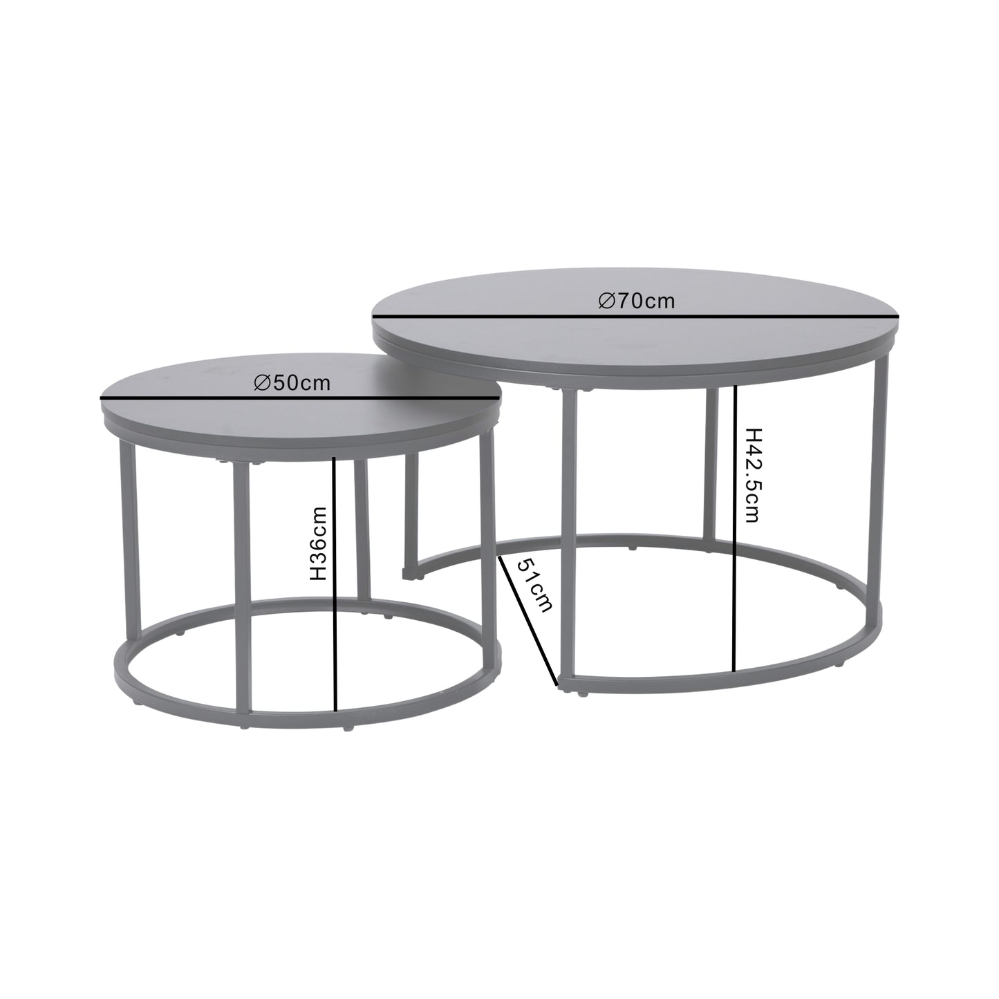 Couchtisch Groß 2er Set aus Holz, Wohnzimmertisch Modern, Beistelltisch Set 2 in 1 mit Metallgestell für Wohnzimmer Büro Beistelltisch Loft Design TWIN, kratzfeste Oberfläche