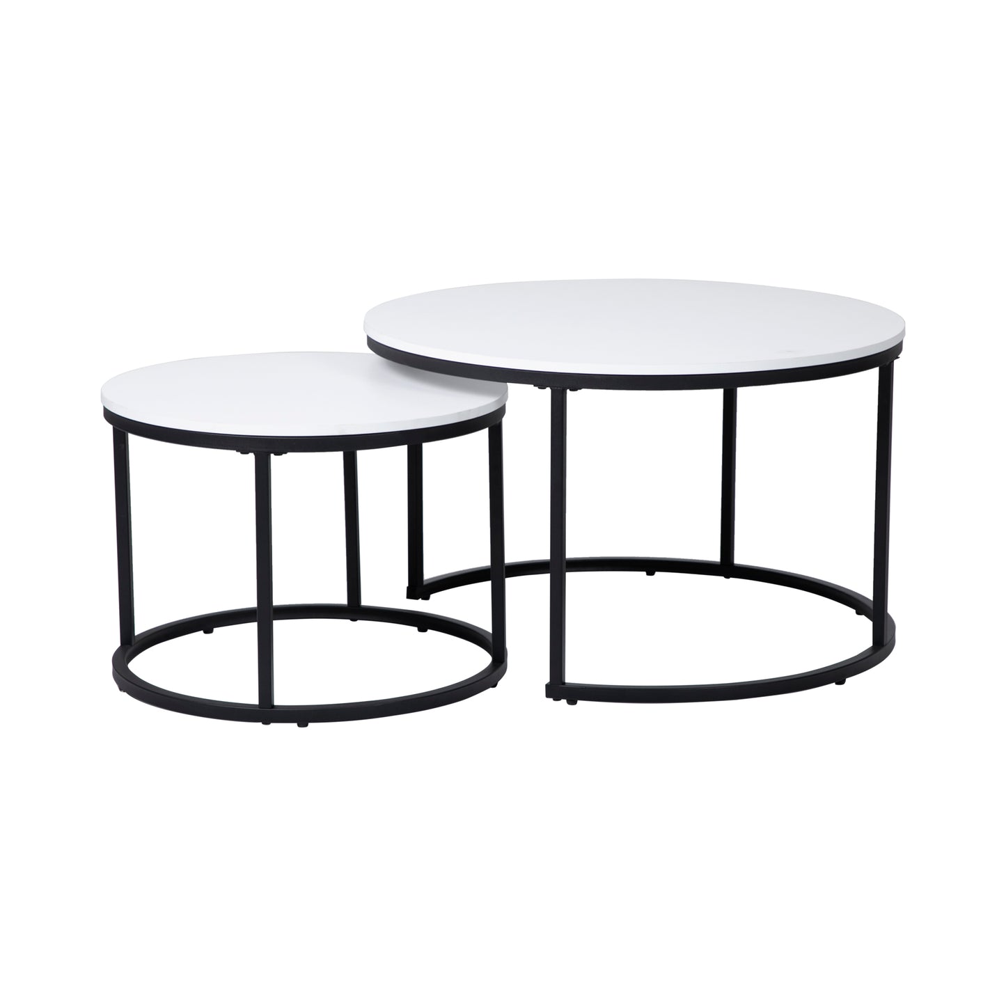 Couchtisch Groß 2er Set aus Holz, Wohnzimmertisch Modern, Beistelltisch Set 2 in 1 mit Metallgestell für Wohnzimmer Büro Beistelltisch Loft Design TWIN, kratzfeste Oberfläche