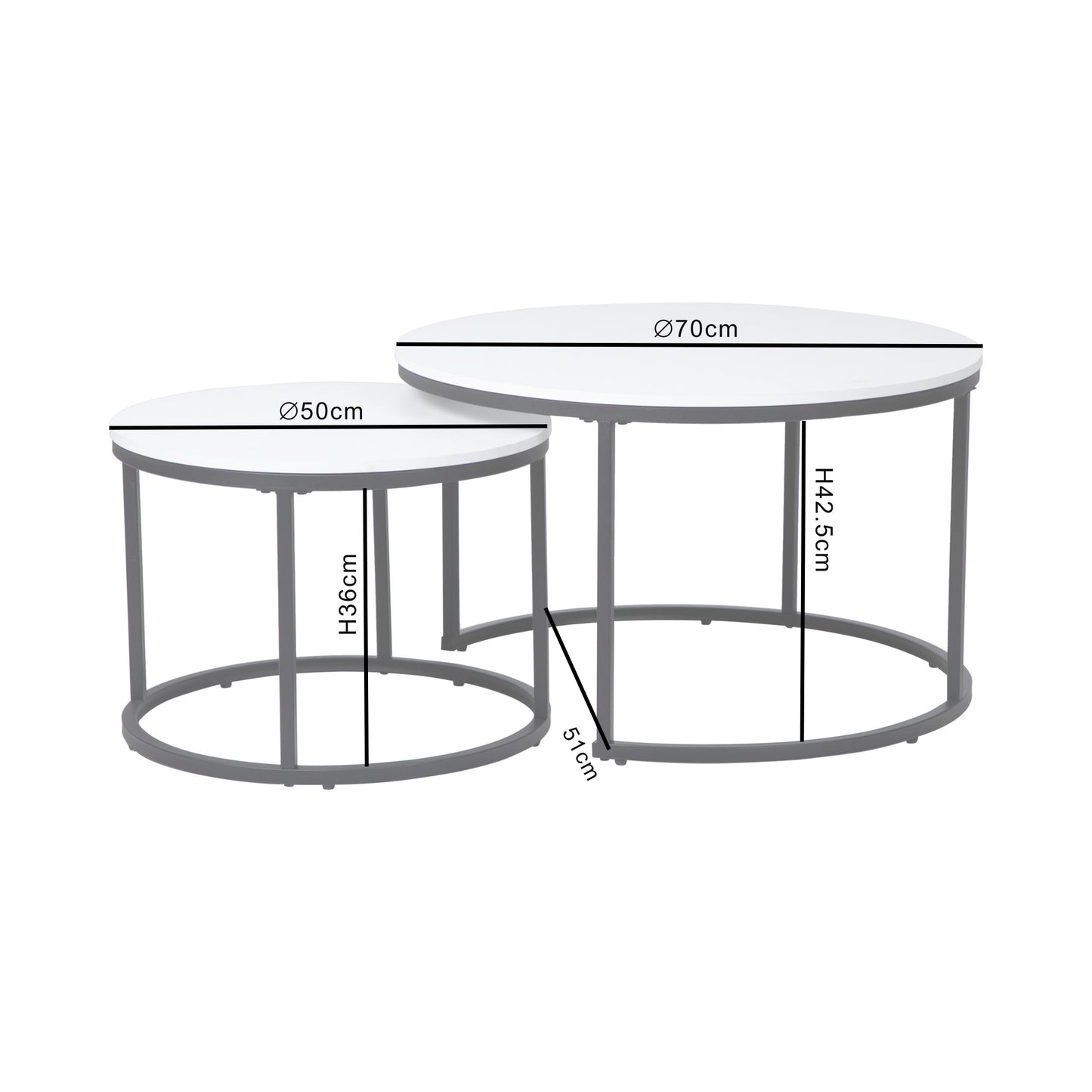 Couchtisch Groß 2er Set aus Holz, Wohnzimmertisch Modern, Beistelltisch Set 2 in 1 mit Metallgestell für Wohnzimmer Büro Beistelltisch Loft Design TWIN, kratzfeste Oberfläche
