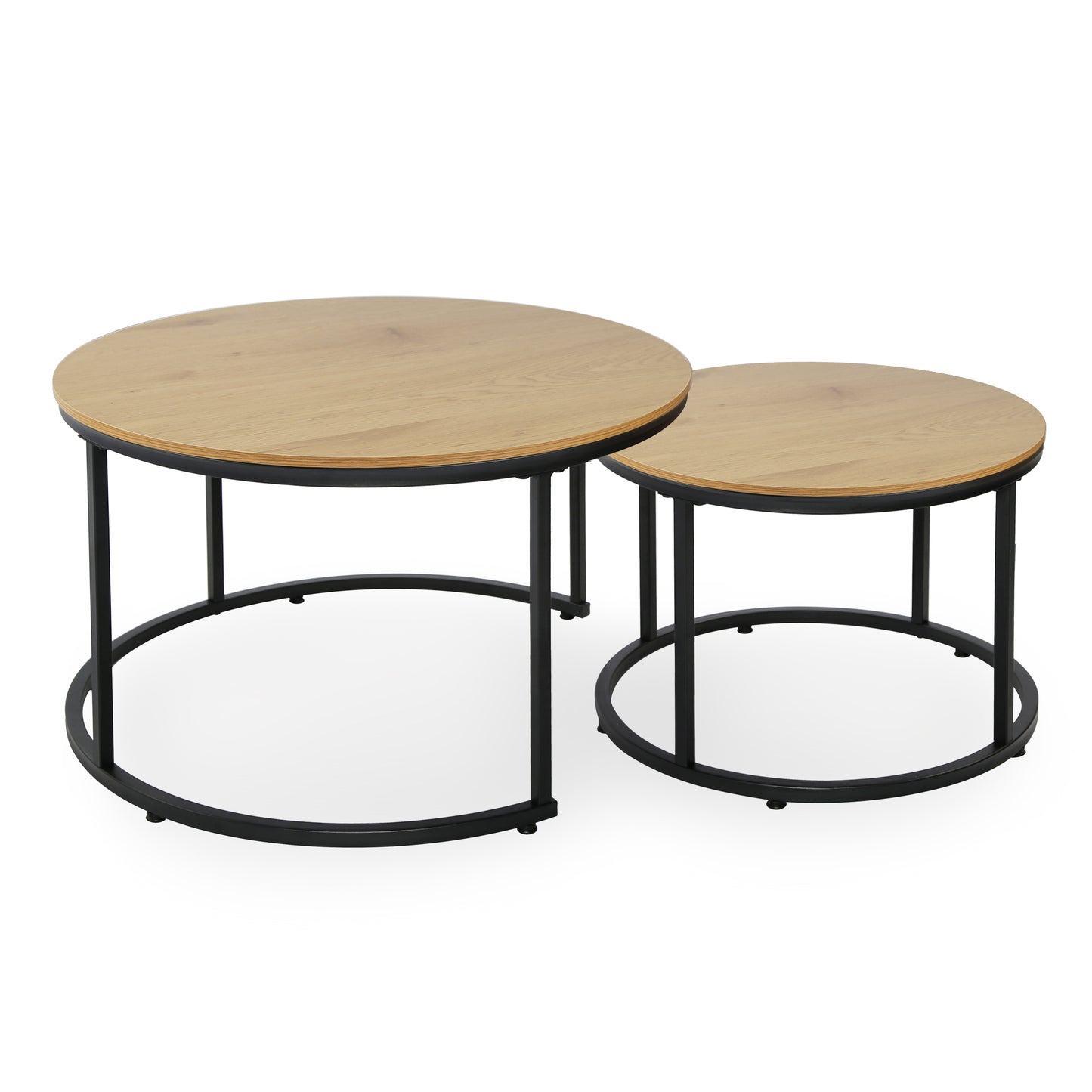 Couchtisch Groß 2er Set aus Holz, Wohnzimmertisch Modern, Beistelltisch Set 2 in 1 mit Metallgestell für Wohnzimmer Büro Beistelltisch Loft Design TWIN, kratzfeste Oberfläche