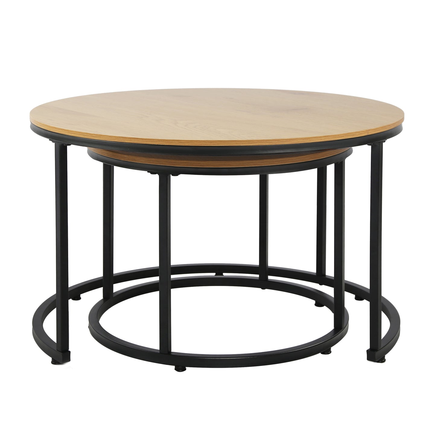 Couchtisch Groß 2er Set aus Holz, Wohnzimmertisch Modern, Beistelltisch Set 2 in 1 mit Metallgestell für Wohnzimmer Büro Beistelltisch Loft Design TWIN, kratzfeste Oberfläche