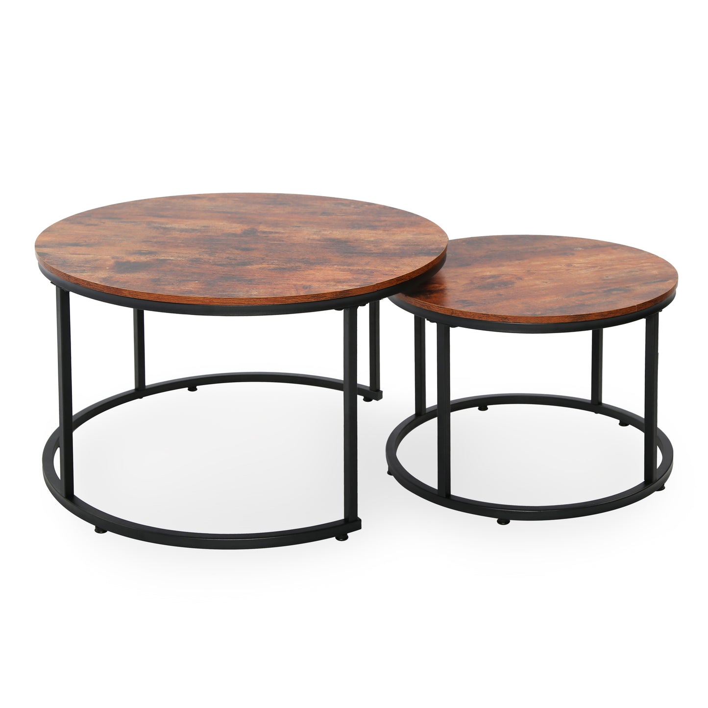 Couchtisch Groß 2er Set aus Holz, Wohnzimmertisch Modern, Beistelltisch Set 2 in 1 mit Metallgestell für Wohnzimmer Büro Beistelltisch Loft Design TWIN, kratzfeste Oberfläche