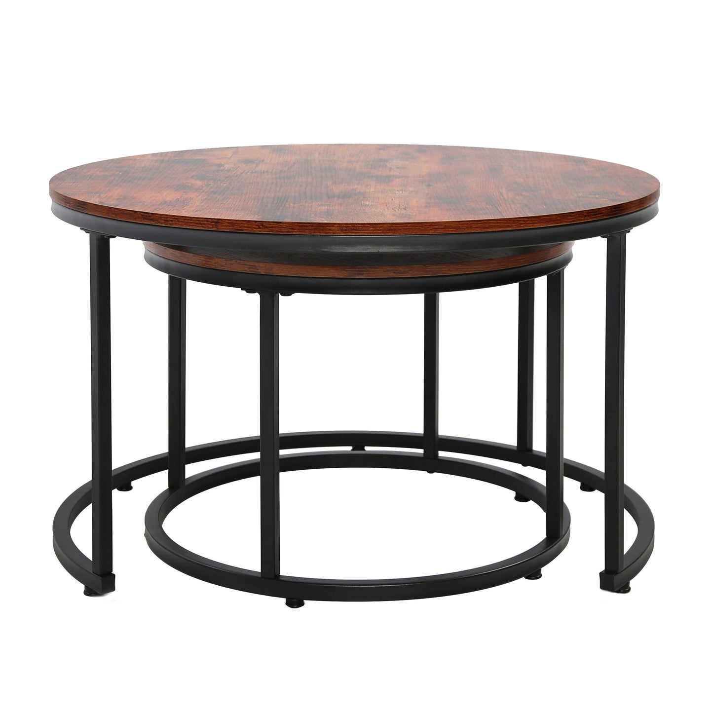 Couchtisch Groß 2er Set aus Holz, Wohnzimmertisch Modern, Beistelltisch Set 2 in 1 mit Metallgestell für Wohnzimmer Büro Beistelltisch Loft Design TWIN, kratzfeste Oberfläche