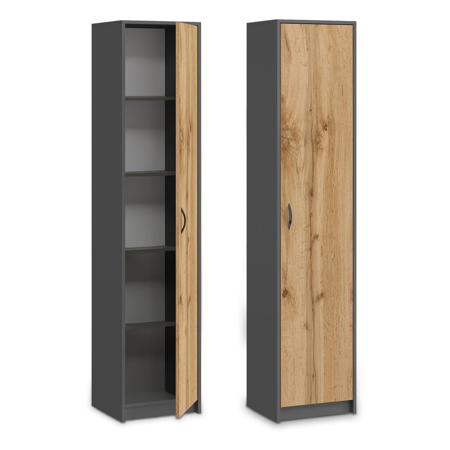 Schrank Mehrzweckschrank, 40cm Breite 180cm Höhe mit vier Einlegeböden schmaler Aktenschrank Organizer Kleiderschrank aus MDF Holz