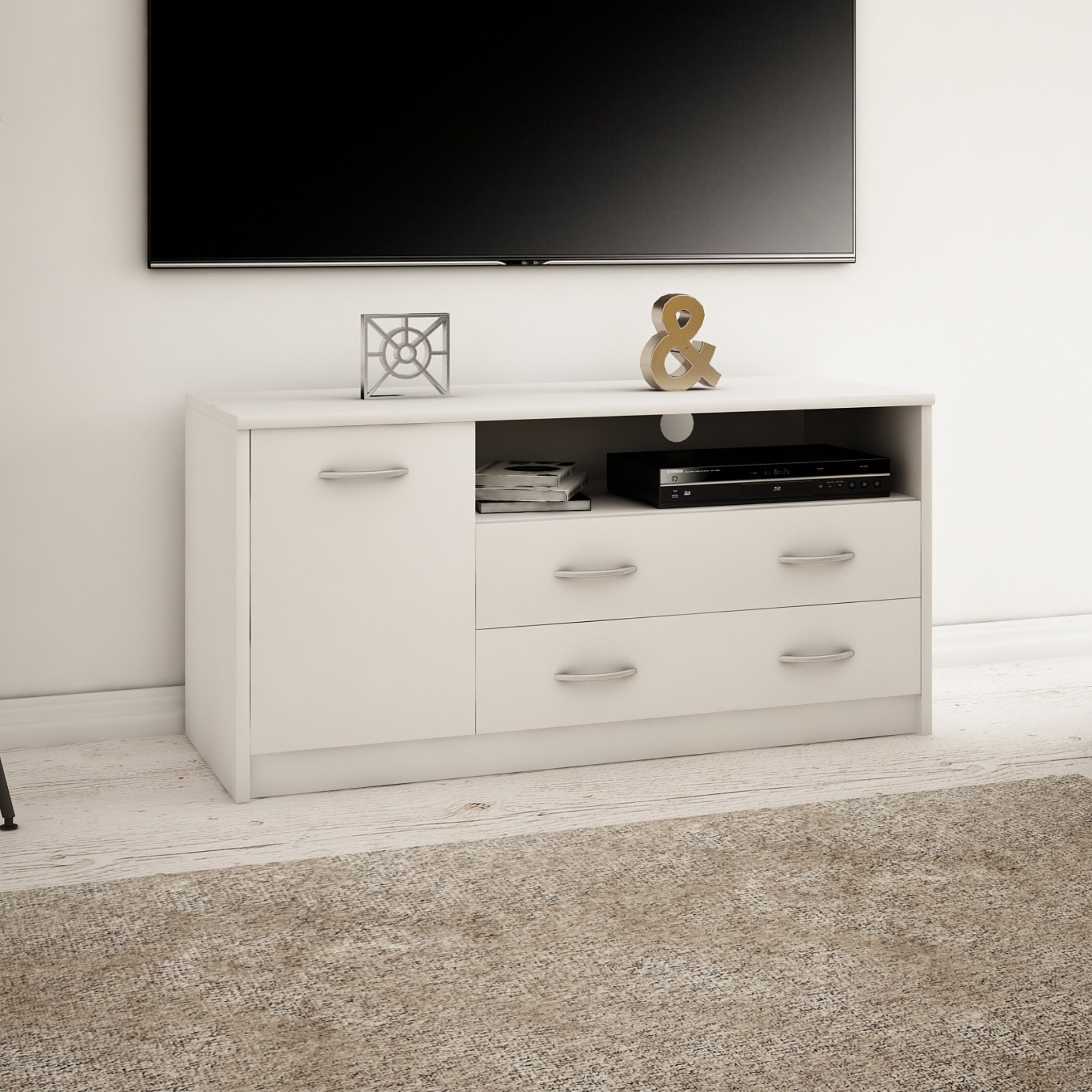 TV-Schrank 110cm breit Lowboard mit matter Oberfläche Fernsehtisch mit – HomeCollectiveBerlin