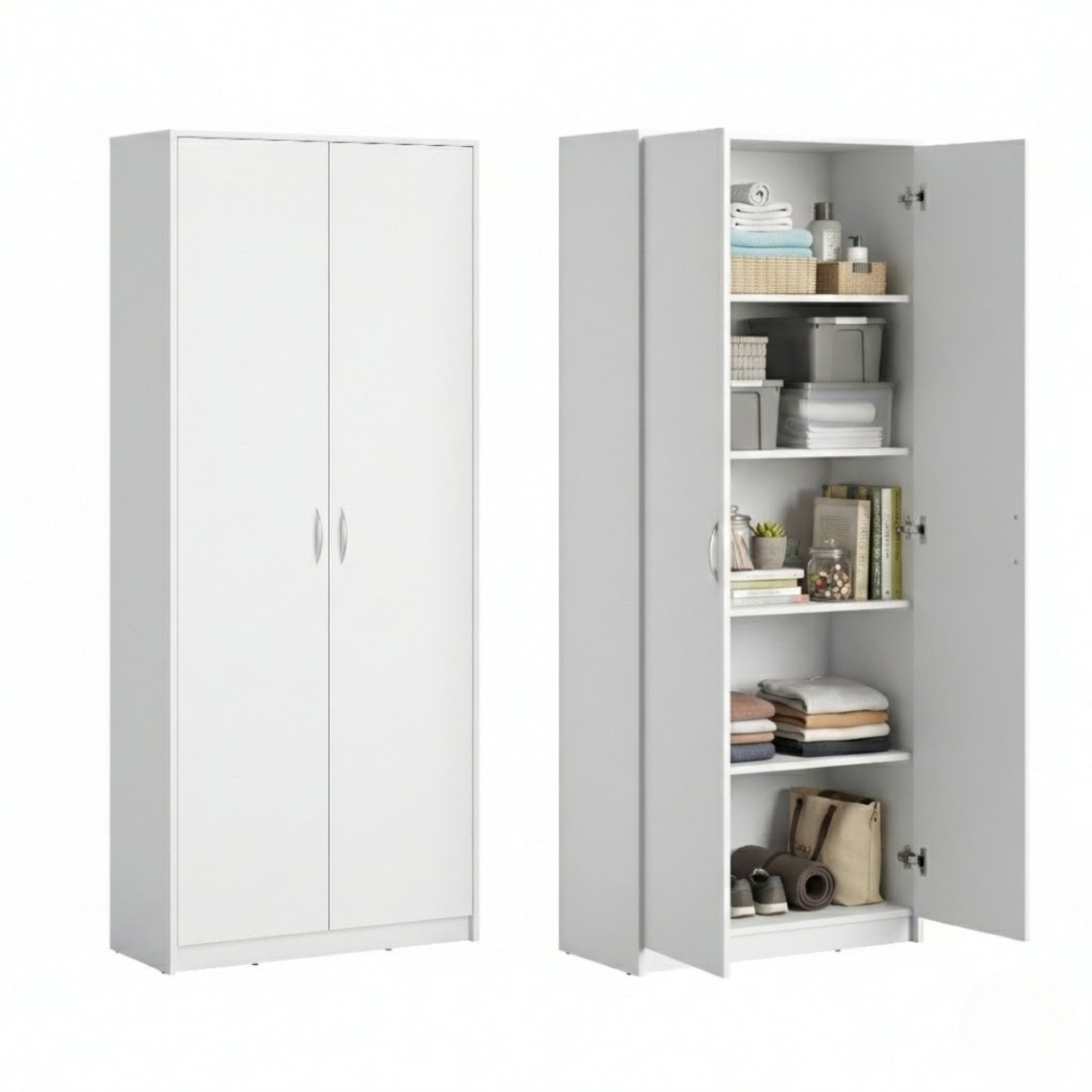 Schrank Mehrzweckschrank Aktenschrank Hochschrank mit 5 Fächern, 2 Tür