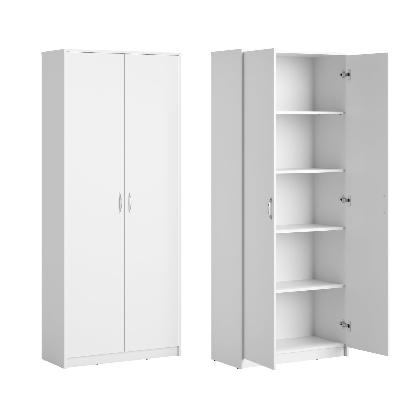 Schrank Mehrzweckschrank Aktenschrank Hochschrank mit 5 Fächern, 2 Türen, 74x35x180 cm, vielseitig einsetzbar für Büro, Flur, Küche, Hauswirtschaftsraum, stabil & pflegeleicht
