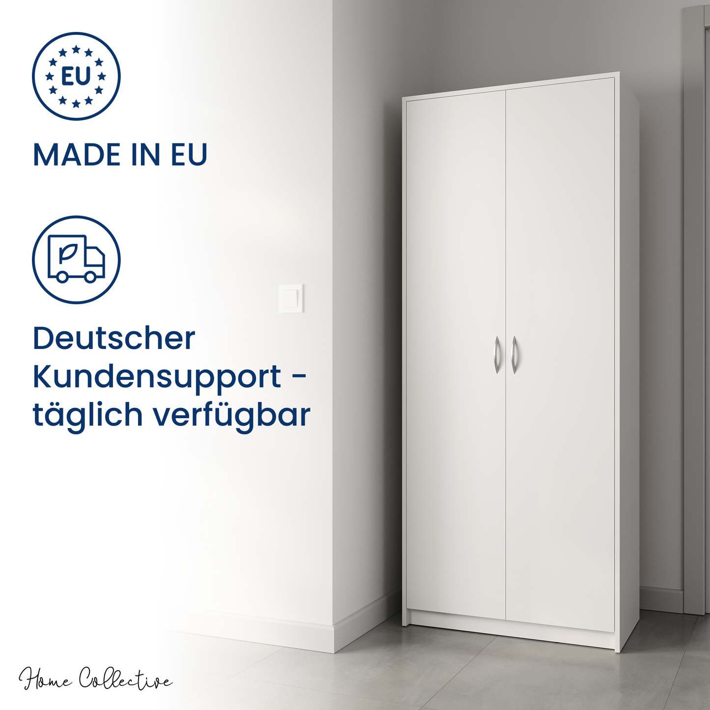 Schrank Mehrzweckschrank Aktenschrank Hochschrank mit 5 Fächern, 2 Türen, 74x35x180 cm, vielseitig einsetzbar für Büro, Flur, Küche, Hauswirtschaftsraum, stabil & pflegeleicht