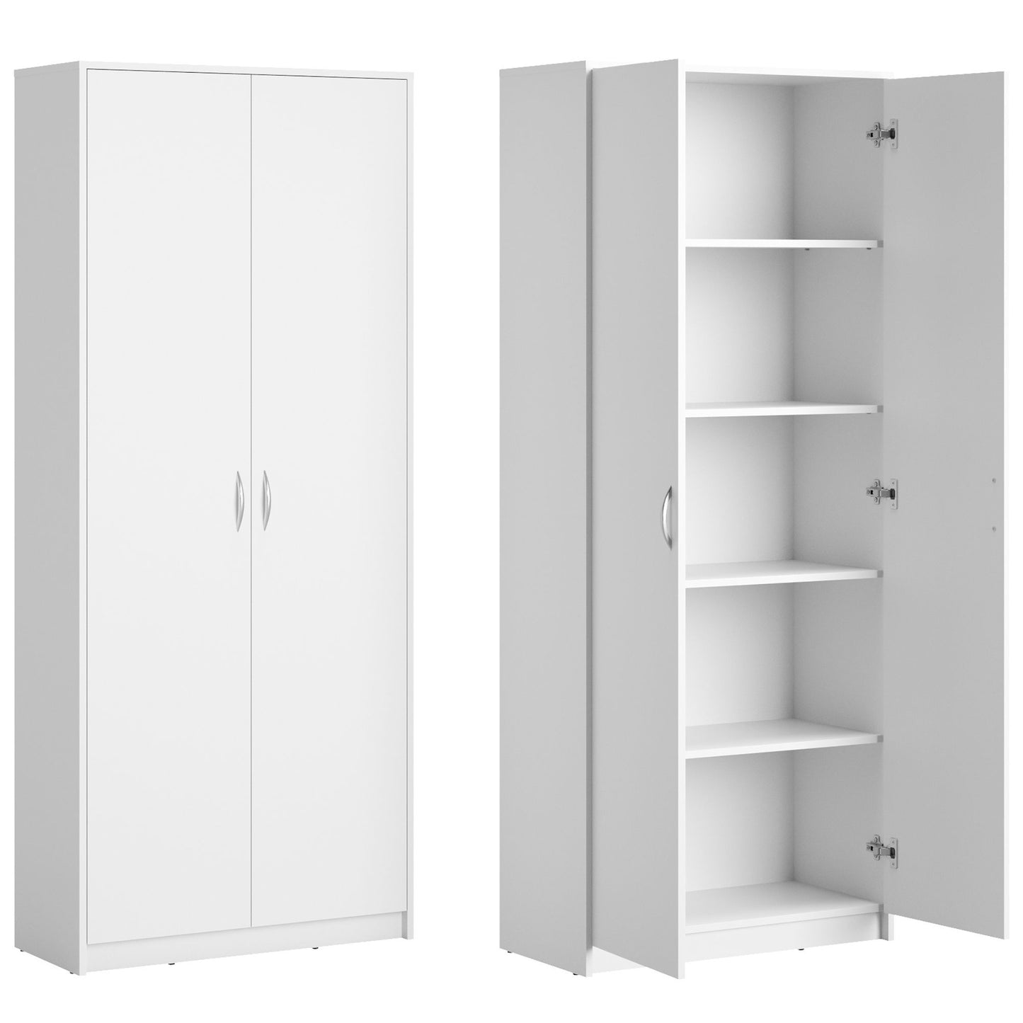 Schrank Mehrzweckschrank Aktenschrank Hochschrank mit 5 Fächern, 2 Türen, 74x35x180 cm, vielseitig einsetzbar für Büro, Flur, Küche, Hauswirtschaftsraum, stabil & pflegeleicht
