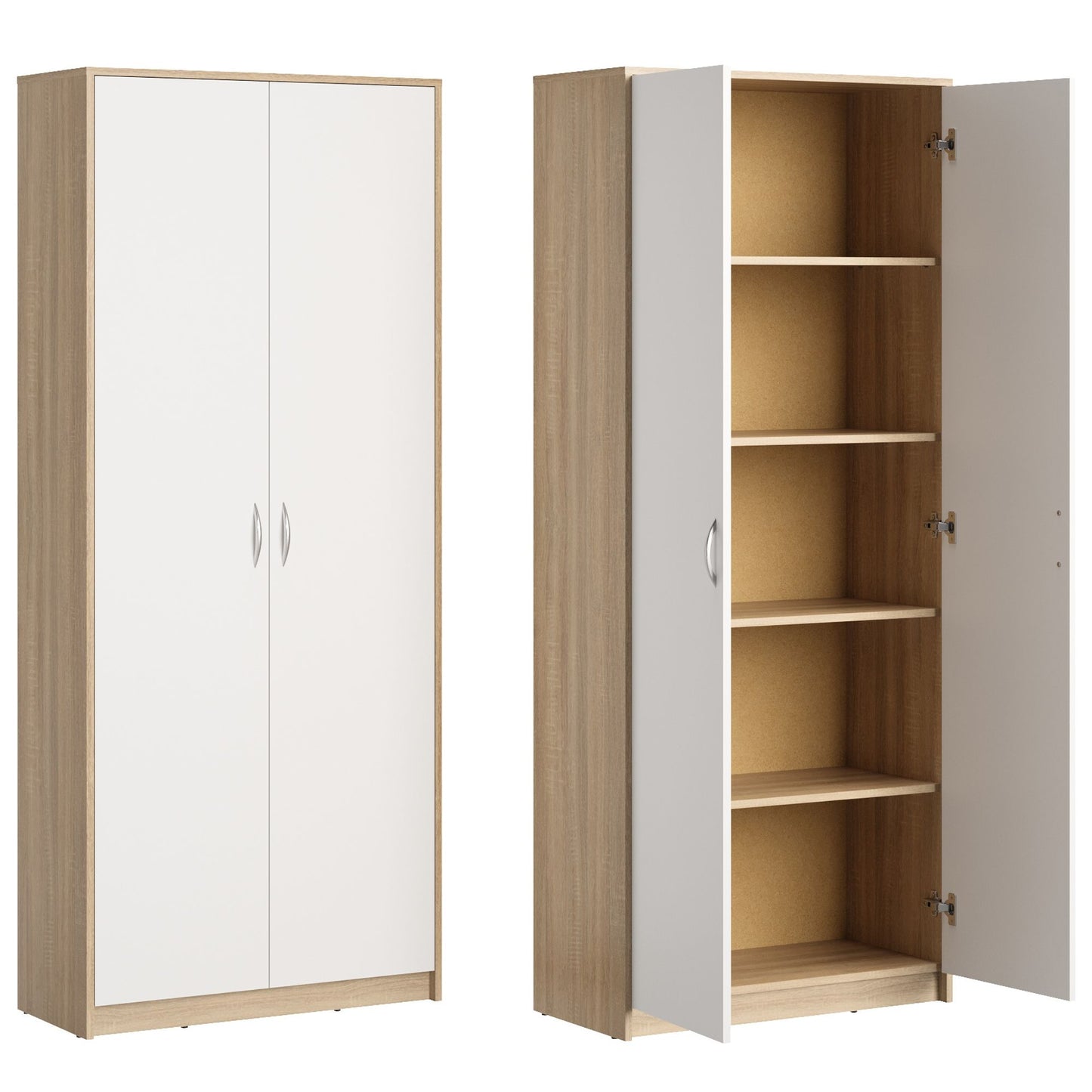 Schrank Mehrzweckschrank Aktenschrank Hochschrank mit 5 Fächern, 2 Türen, 74x35x180 cm, vielseitig einsetzbar für Büro, Flur, Küche, Hauswirtschaftsraum, stabil & pflegeleicht