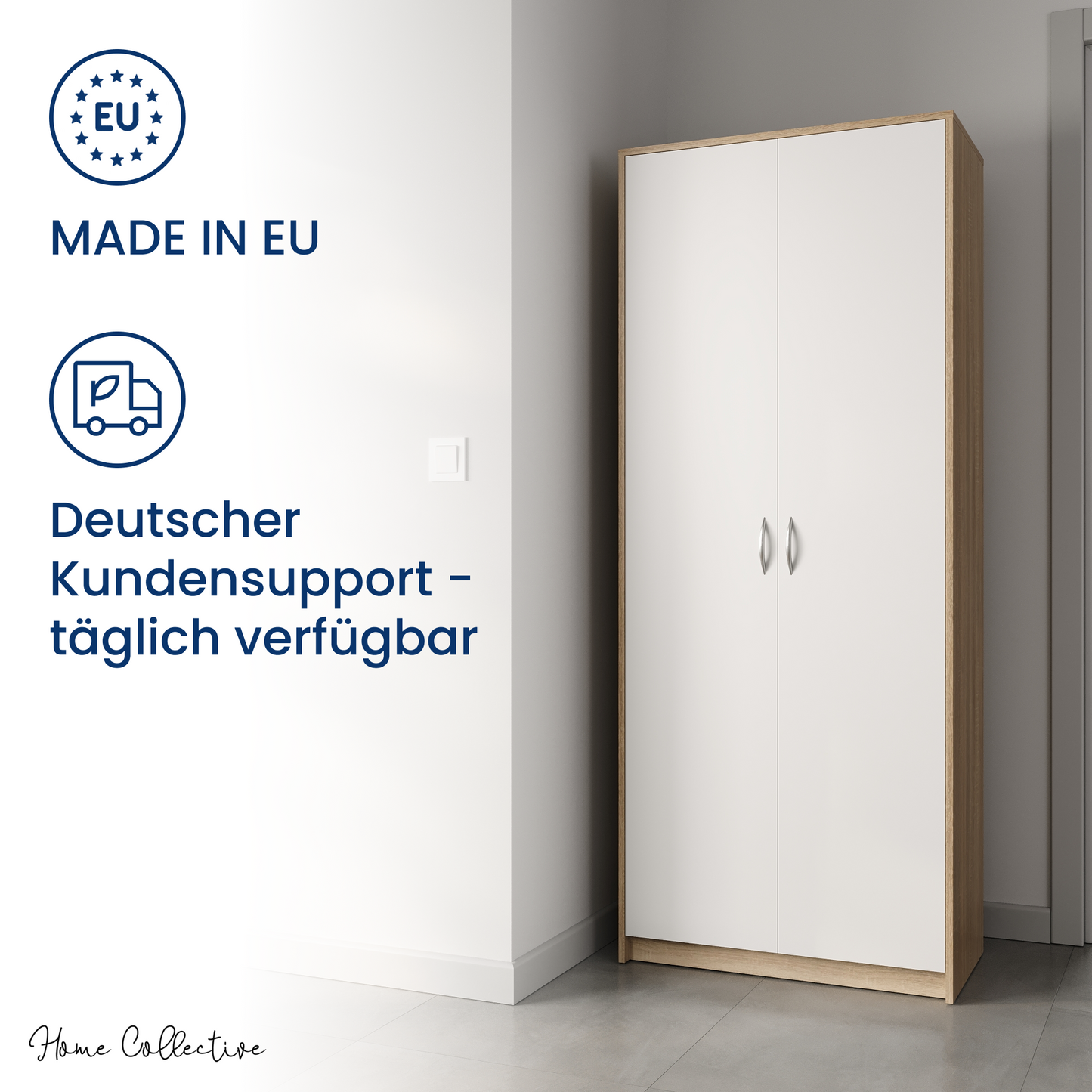 Schrank Mehrzweckschrank Aktenschrank Hochschrank mit 5 Fächern, 2 Türen, 74x35x180 cm, vielseitig einsetzbar für Büro, Flur, Küche, Hauswirtschaftsraum, stabil & pflegeleicht