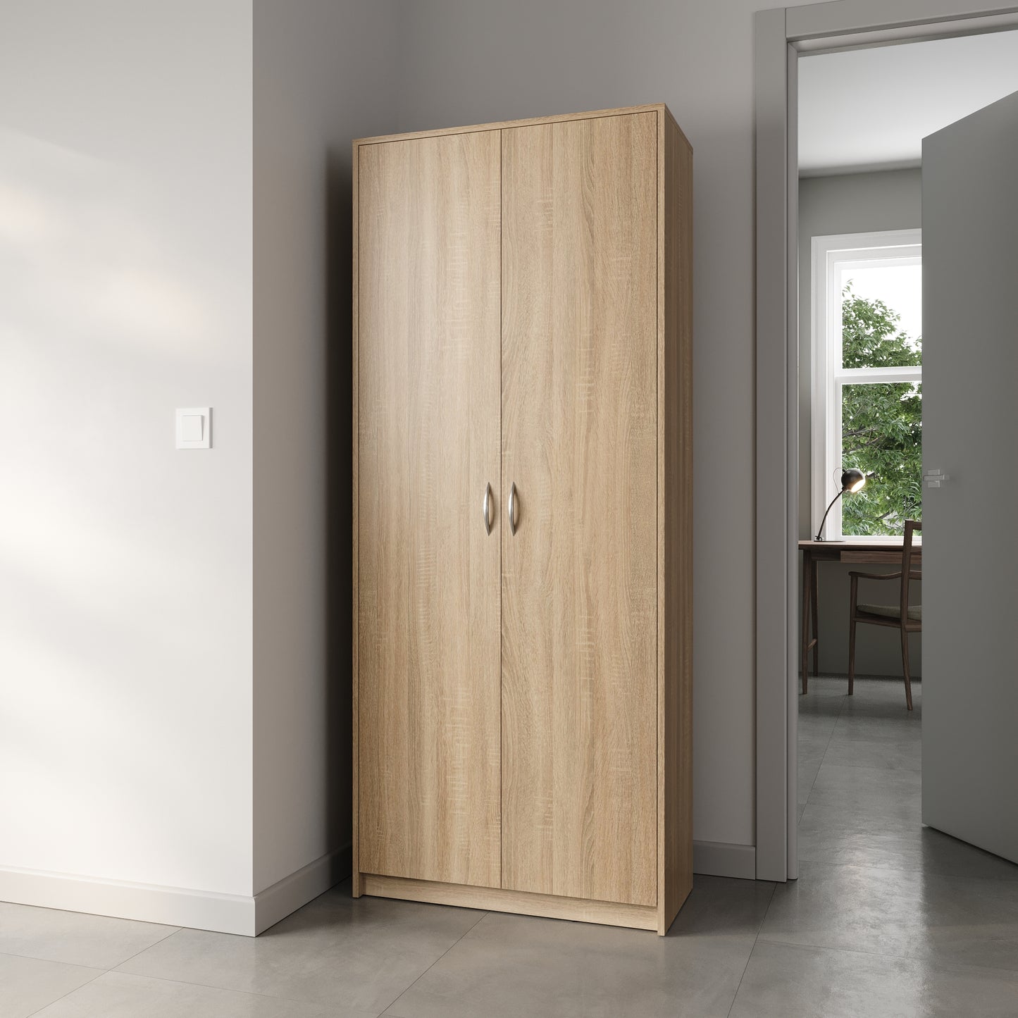 Schrank Mehrzweckschrank Aktenschrank Hochschrank mit 5 Fächern, 2 Türen, 74x35x180 cm, vielseitig einsetzbar für Büro, Flur, Küche, Hauswirtschaftsraum, stabil & pflegeleicht