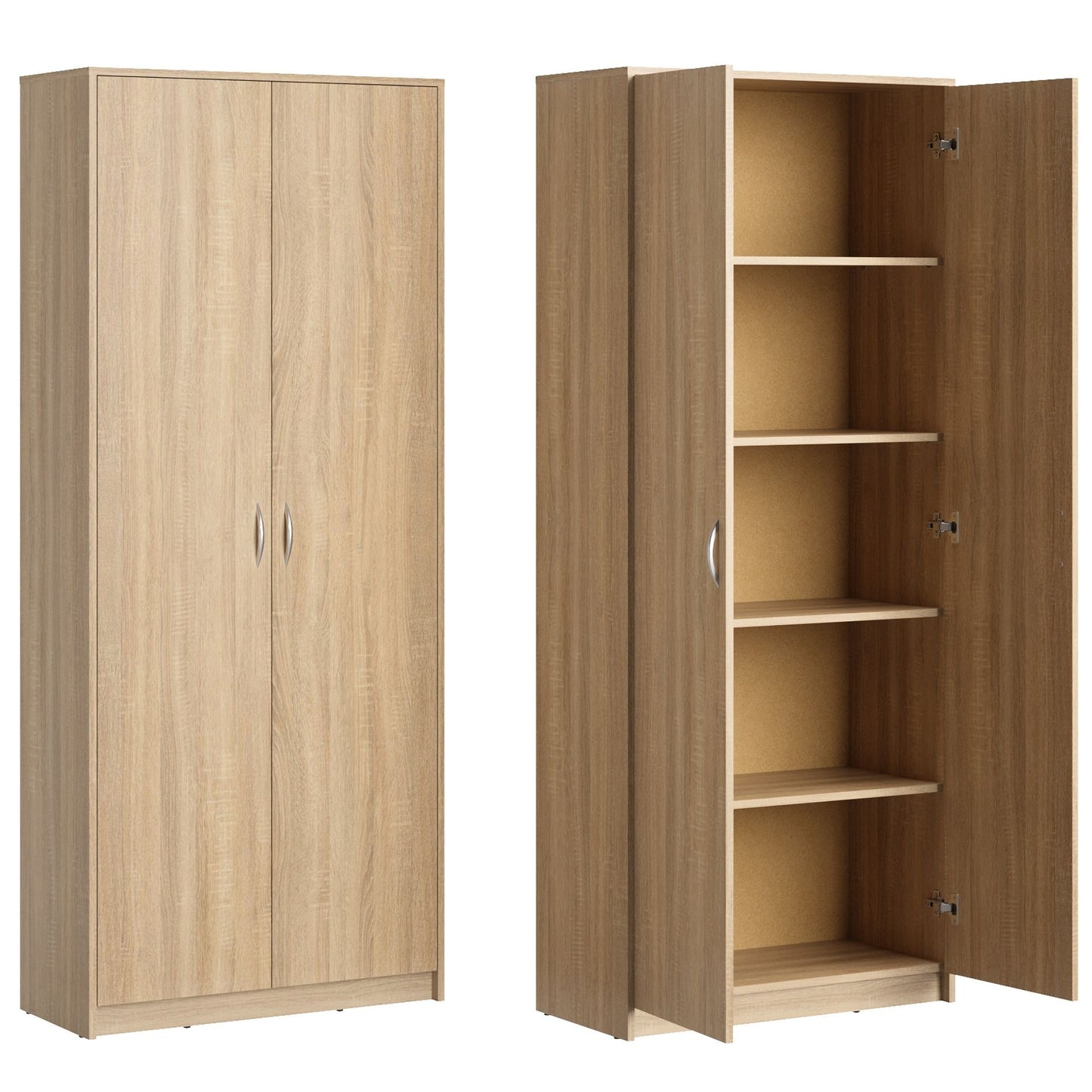 Schrank Mehrzweckschrank Aktenschrank Hochschrank mit 5 Fächern, 2 Türen, 74x35x180 cm, vielseitig einsetzbar für Büro, Flur, Küche, Hauswirtschaftsraum, stabil & pflegeleicht