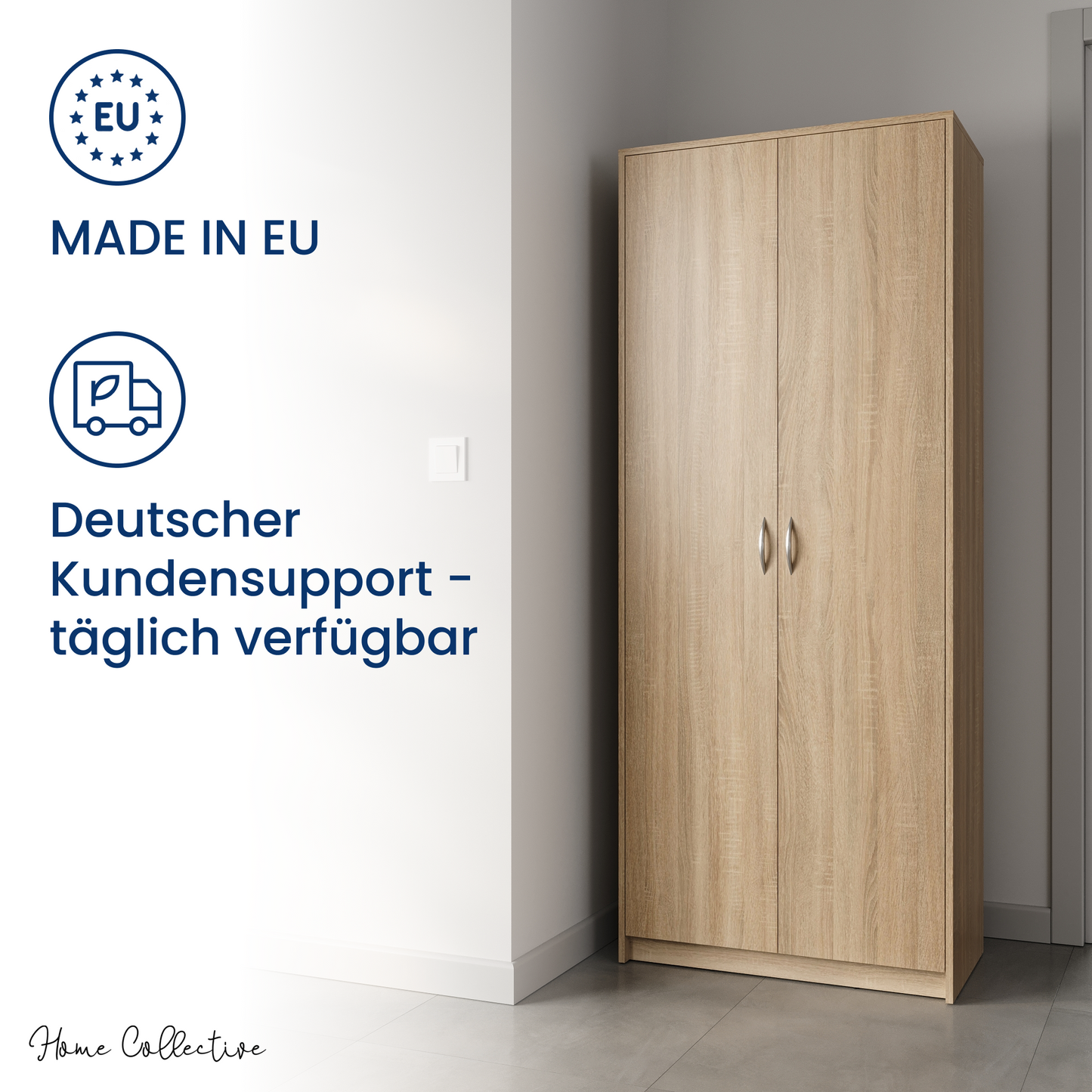 Schrank Mehrzweckschrank Aktenschrank Hochschrank mit 5 Fächern, 2 Türen, 74x35x180 cm, vielseitig einsetzbar für Büro, Flur, Küche, Hauswirtschaftsraum, stabil & pflegeleicht