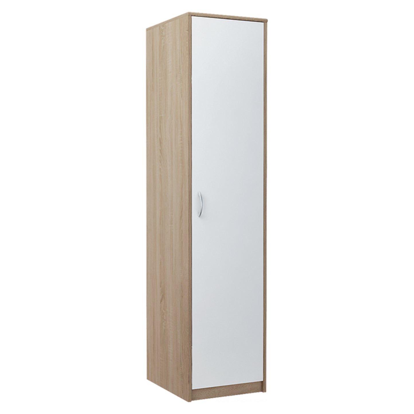 Kleiderschrank mit 1 Tür, 1 Kleiderstange und 2 Einlegeböden, Garderobenschrank 45 cm breit Schrank schmal matte Oberfläche, aus laminierter Platte, ideal für Schlafzimmer, Wohnzimmer, Flur