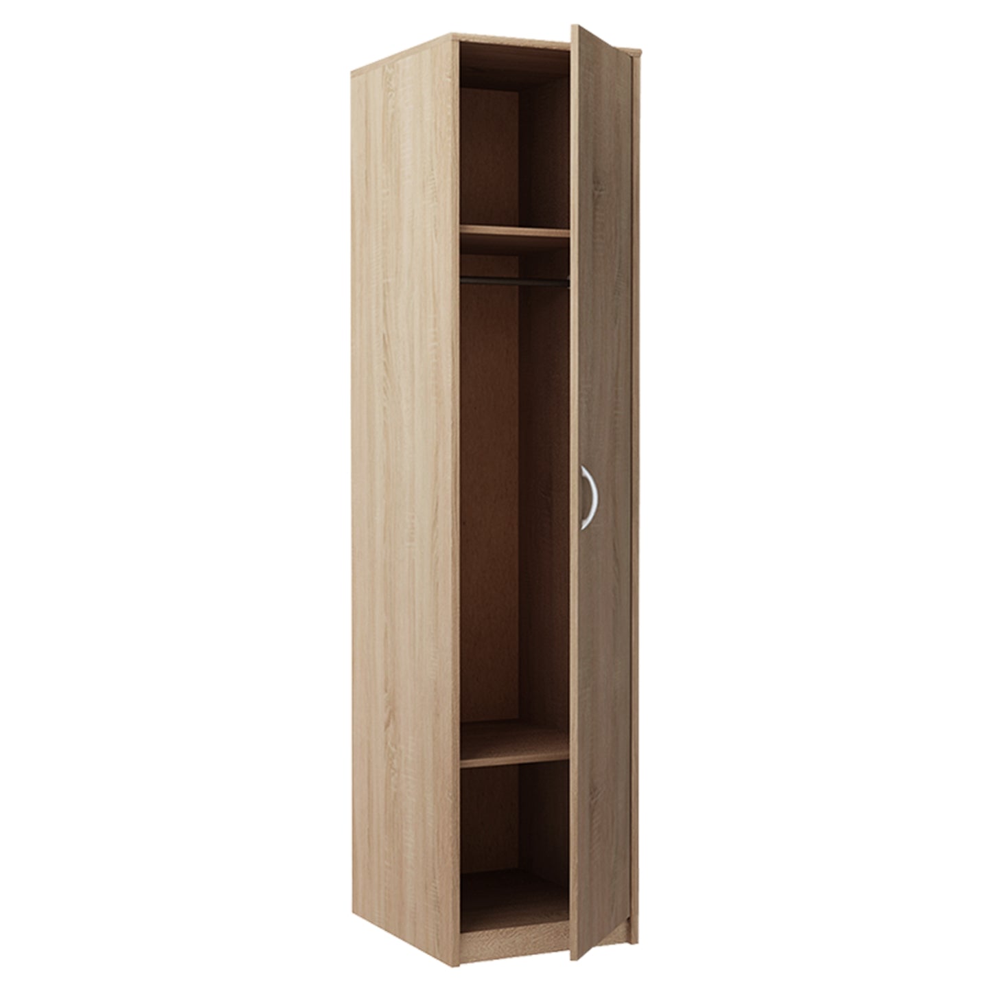 Kleiderschrank mit 1 Tür, 1 Kleiderstange und 2 Einlegeböden, Garderobenschrank 45 cm breit Schrank schmal matte Oberfläche, aus laminierter Platte, ideal für Schlafzimmer, Wohnzimmer, Flur