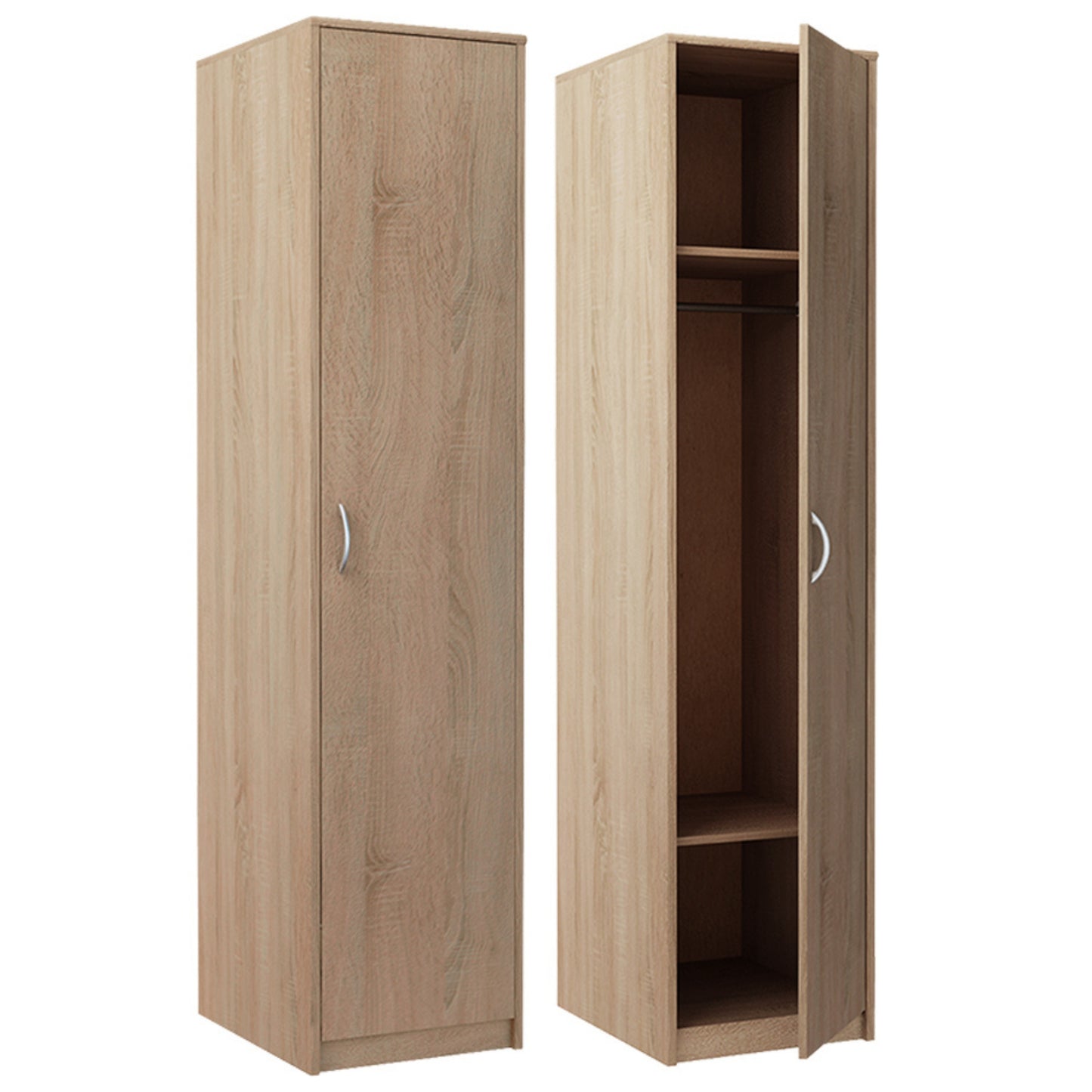 Kleiderschrank mit 1 Tür, 1 Kleiderstange und 2 Einlegeböden, Garderobenschrank 45 cm breit Schrank schmal matte Oberfläche, aus laminierter Platte, ideal für Schlafzimmer, Wohnzimmer, Flur