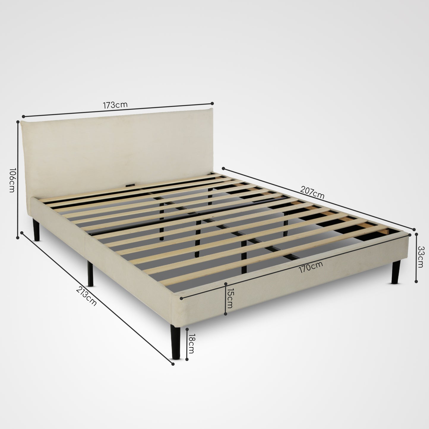 Bett 140x200 cm, Polsterbett mit Lattenrost, Bettgestell 140x200 & 160x200 cm, Doppelbett mit weichem Cord & Samt bezug und gepolstertem Kopfteil, robustes Gestell, hoher Liegekomfort