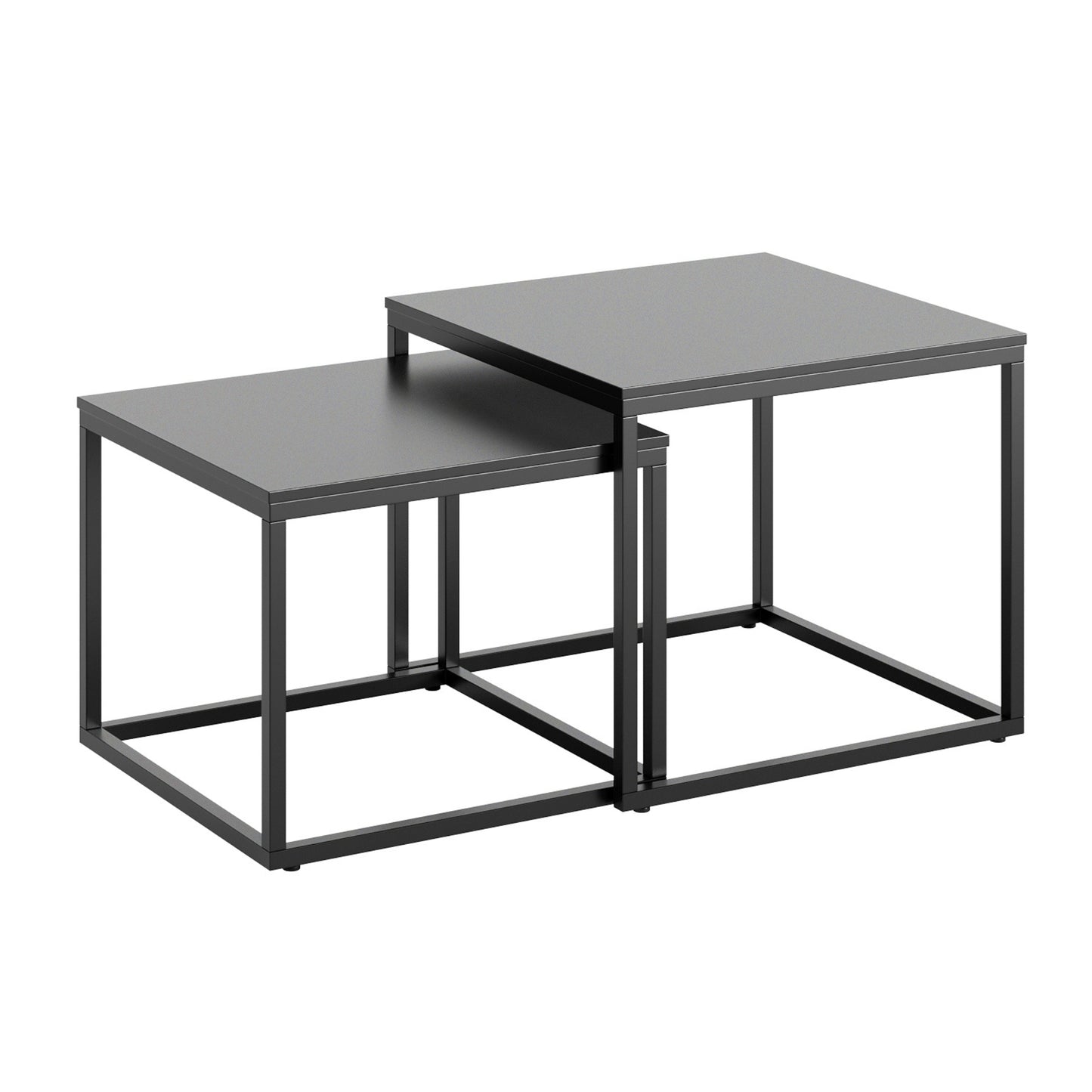 Couchtisch Klein 2er Set aus Holz, Wohnzimmertisch Modern, Beistelltisch Set 2 in 1 mit Metallgestell für Wohnzimmer Büro Beistelltisch Loft Design TWIN, kratzfeste Oberfläche
