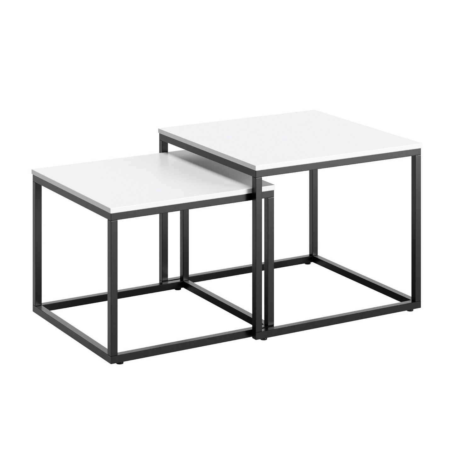Couchtisch Klein 2er Set aus Holz, Wohnzimmertisch Modern, Beistelltisch Set 2 in 1 mit Metallgestell für Wohnzimmer Büro Beistelltisch Loft Design TWIN, kratzfeste Oberfläche