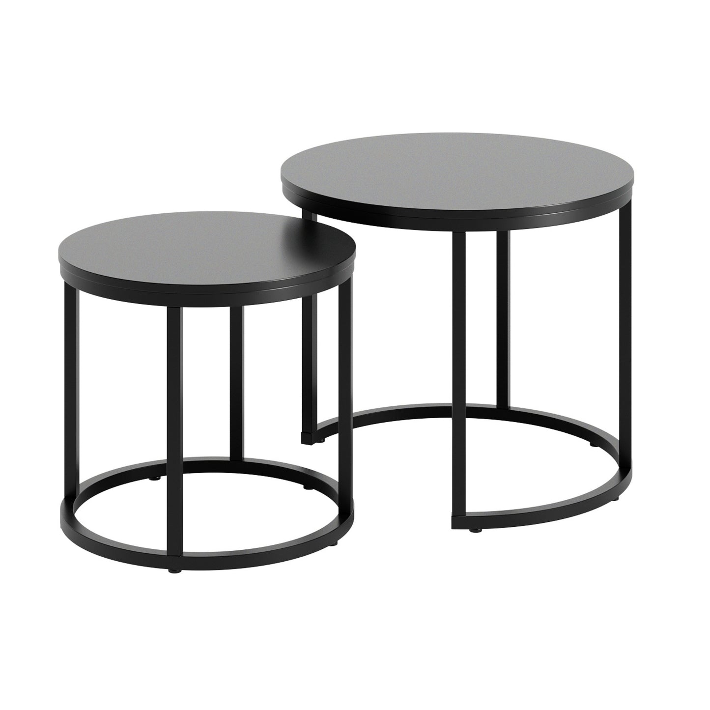 Couchtisch Klein 2er Set aus Holz, Wohnzimmertisch Modern, Beistelltisch Set 2 in 1 mit Metallgestell für Wohnzimmer Büro Beistelltisch Loft Design TWIN, kratzfeste Oberfläche