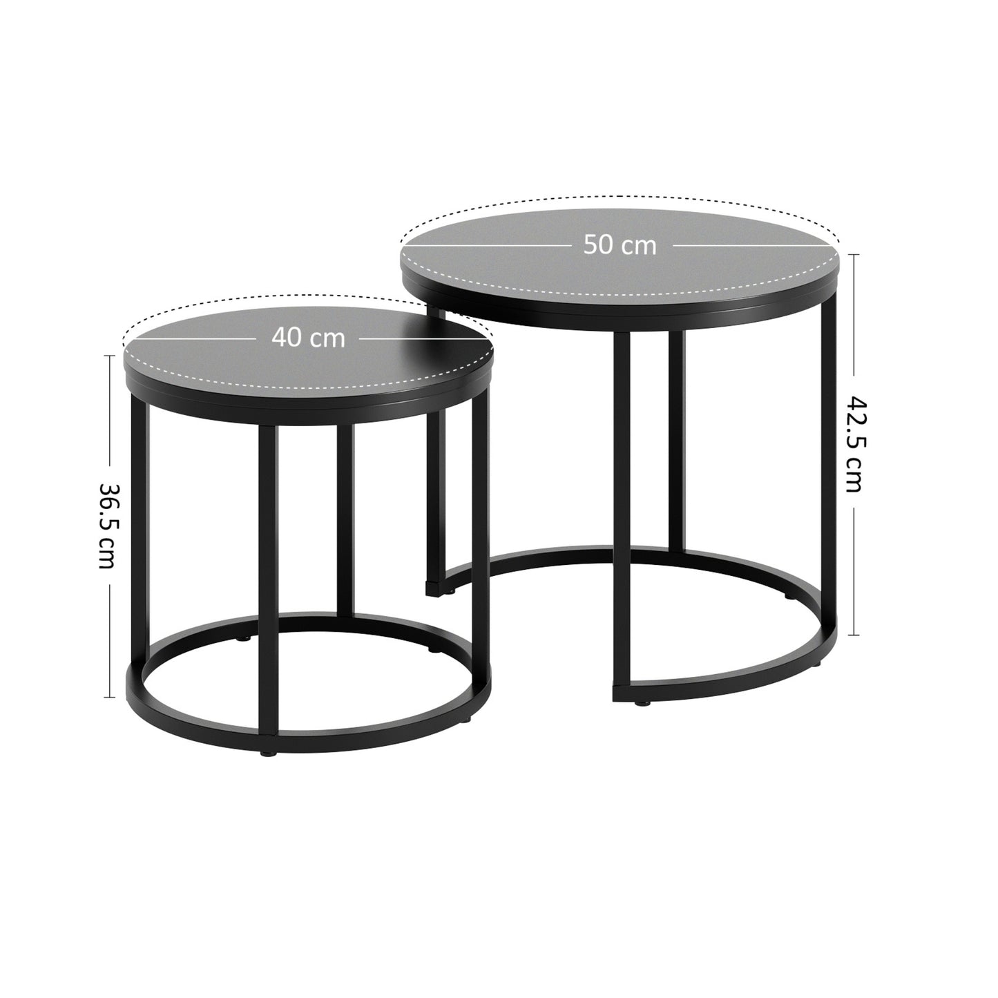 Couchtisch Klein 2er Set aus Holz, Wohnzimmertisch Modern, Beistelltisch Set 2 in 1 mit Metallgestell für Wohnzimmer Büro Beistelltisch Loft Design TWIN, kratzfeste Oberfläche