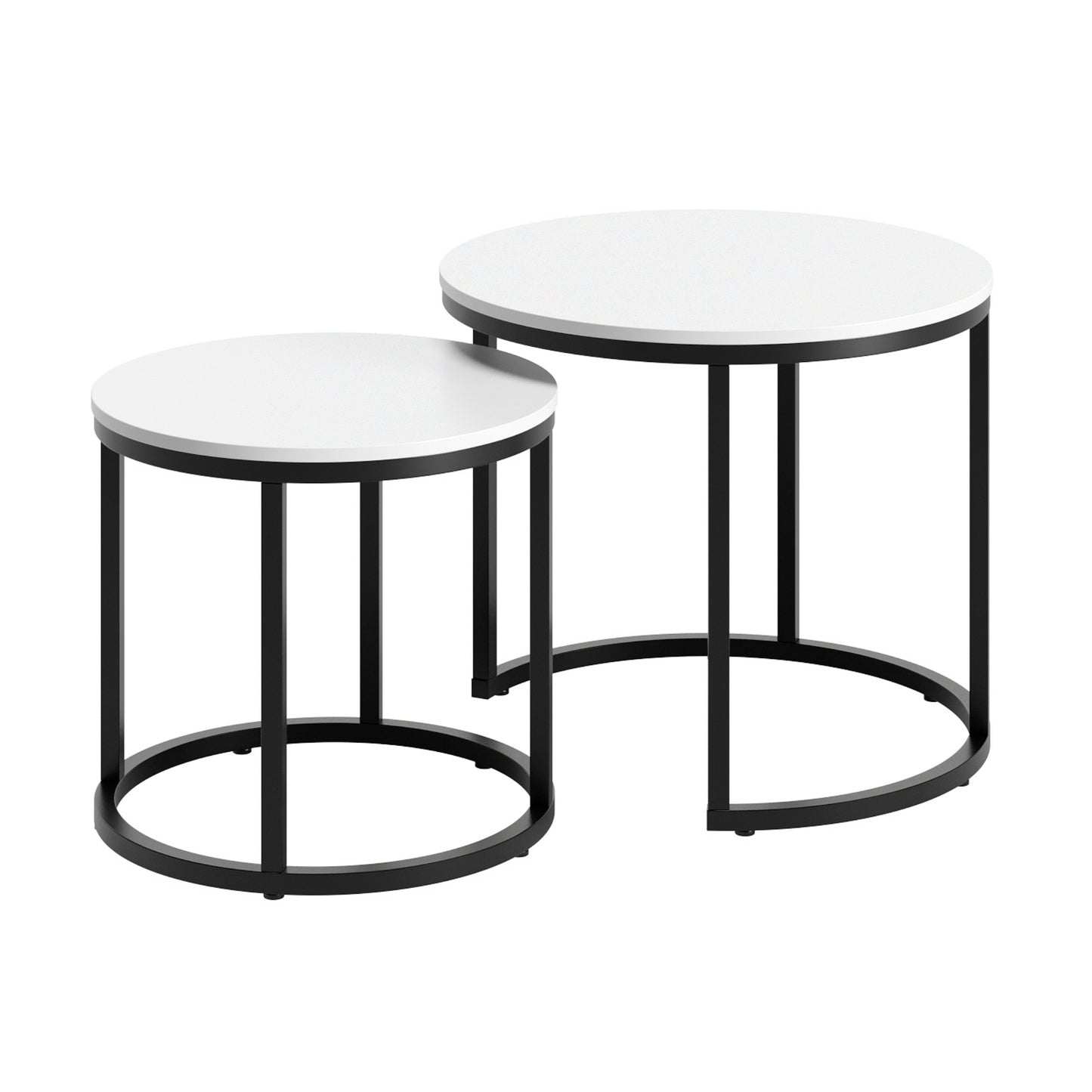 Couchtisch Klein 2er Set aus Holz, Wohnzimmertisch Modern, Beistelltisch Set 2 in 1 mit Metallgestell für Wohnzimmer Büro Beistelltisch Loft Design TWIN, kratzfeste Oberfläche