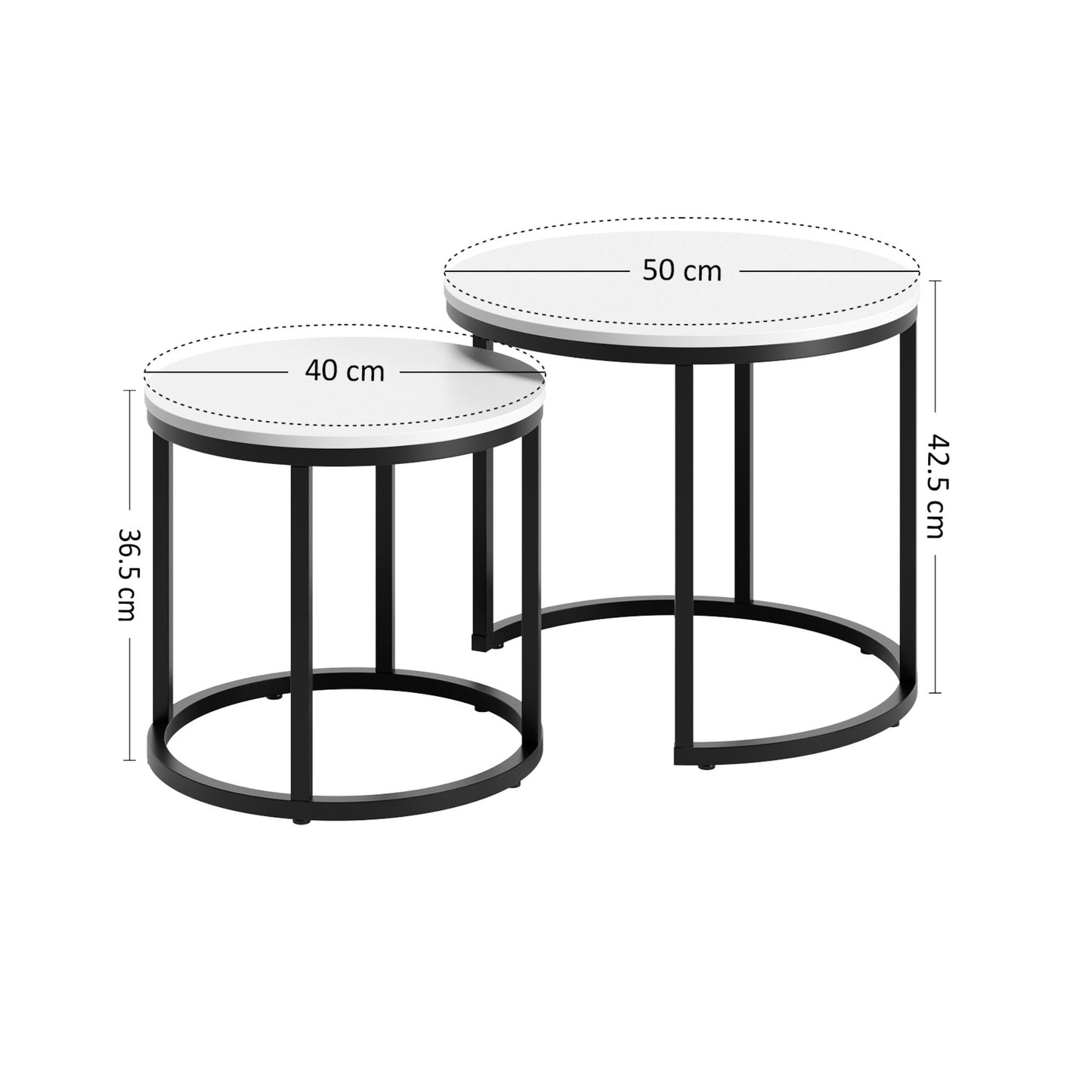 Couchtisch Klein 2er Set aus Holz, Wohnzimmertisch Modern, Beistelltisch Set 2 in 1 mit Metallgestell für Wohnzimmer Büro Beistelltisch Loft Design TWIN, kratzfeste Oberfläche