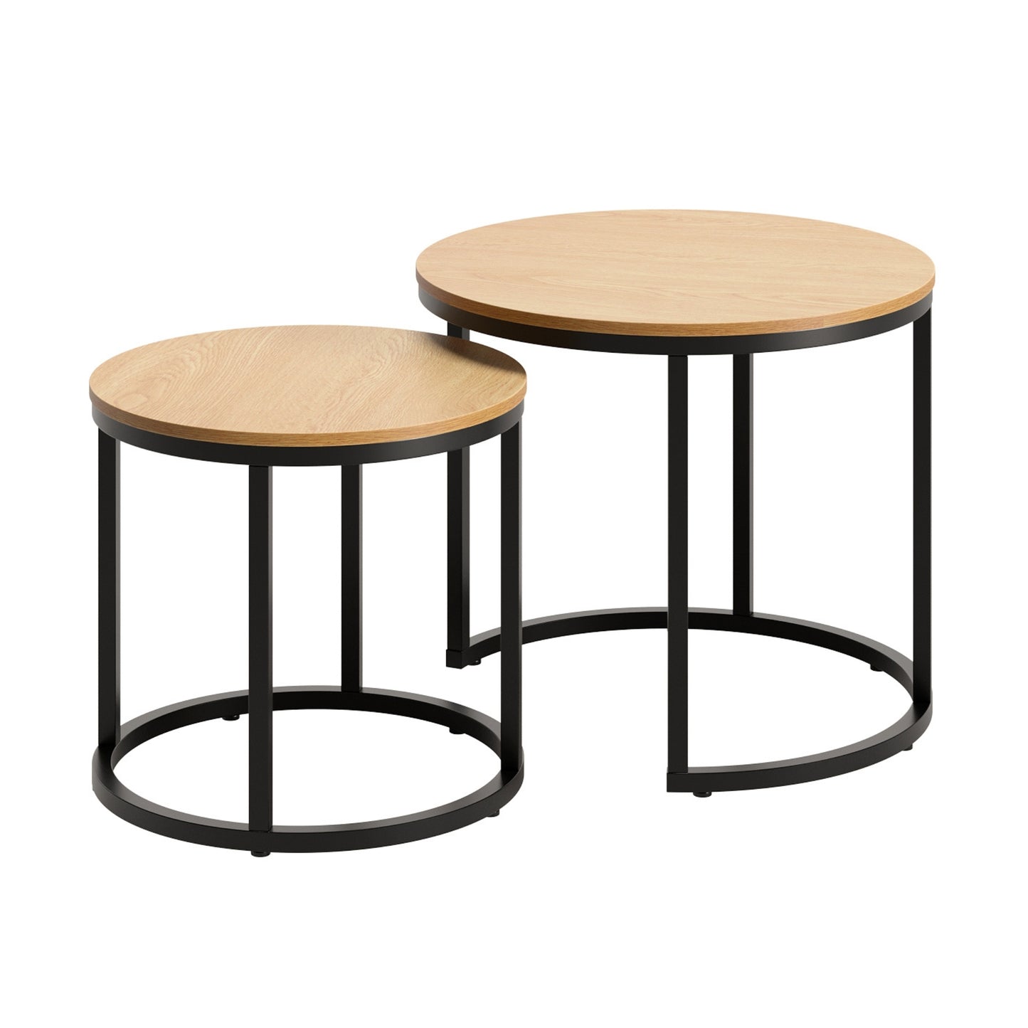 Couchtisch Klein 2er Set aus Holz, Wohnzimmertisch Modern, Beistelltisch Set 2 in 1 mit Metallgestell für Wohnzimmer Büro Beistelltisch Loft Design TWIN, kratzfeste Oberfläche