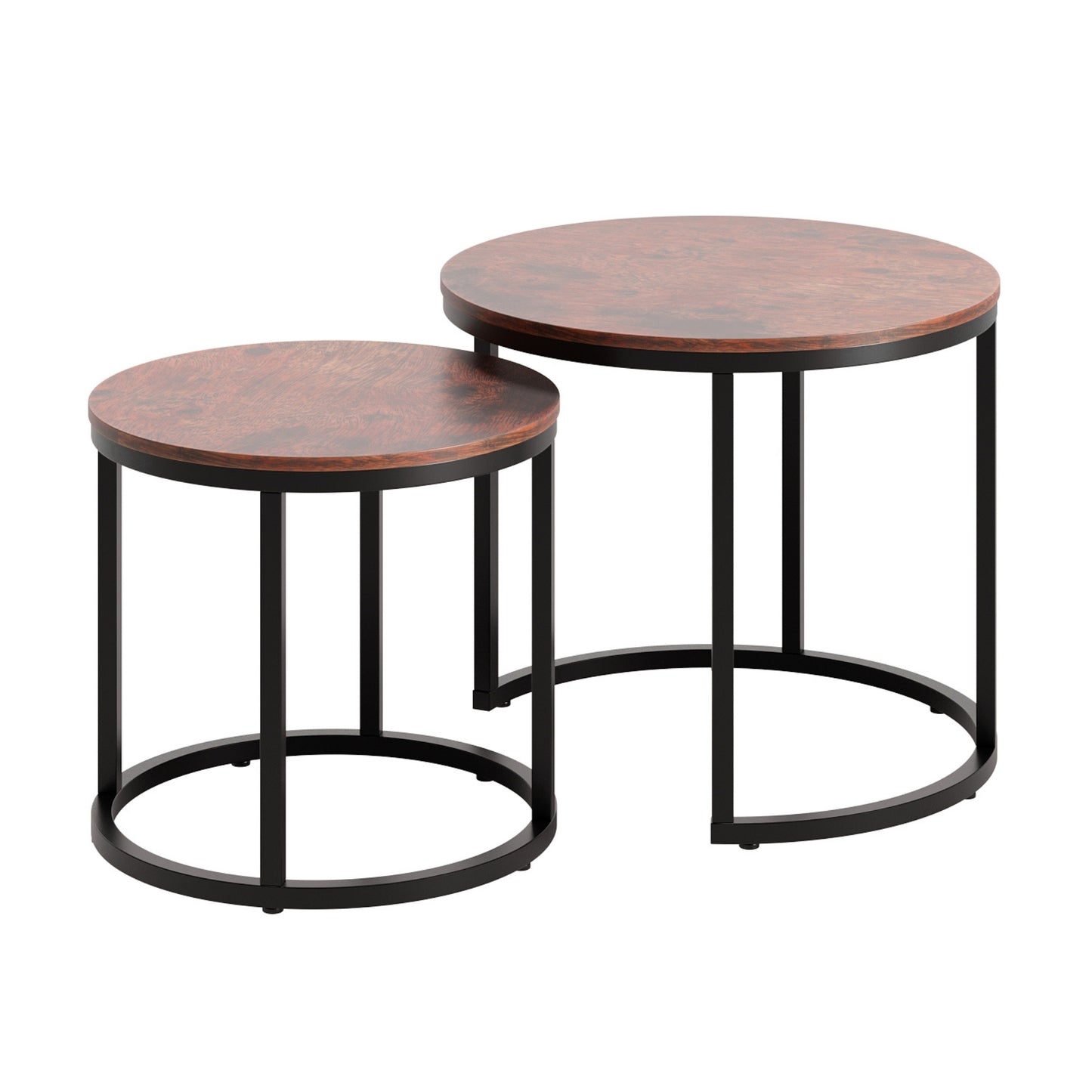 Couchtisch Klein 2er Set aus Holz, Wohnzimmertisch Modern, Beistelltisch Set 2 in 1 mit Metallgestell für Wohnzimmer Büro Beistelltisch Loft Design TWIN, kratzfeste Oberfläche