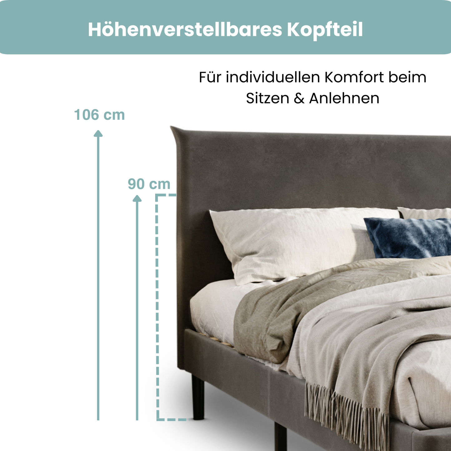 Bett 140x200 und 160x200 cm, Polsterbett mit Lattenrost, Bettgestell 140x200 & 160x200 cm, Doppelbett mit weichem Cord & Samt bezug und gepolstertem Kopfteil, robustes Gestell, hoher Liegekomfort