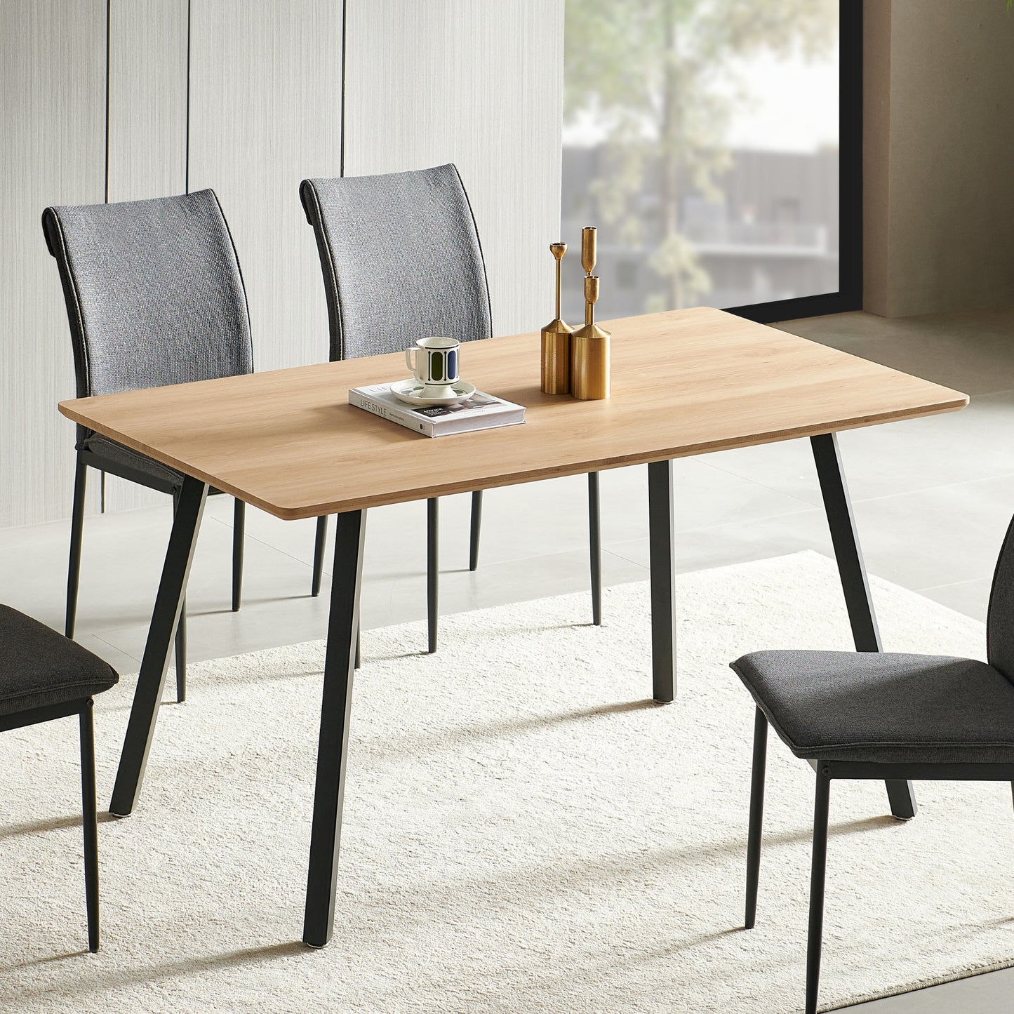 Esstisch Tisch Küchentisch Esszimmertisch | Moderner Esstisch Holz mit schwarzen Metallbeinen & strapazierfähiger Oberfläche, für 4–6 Personen | 140x80x74 cm (LxBxH) | Eiche Dunkel & Eiche Hell